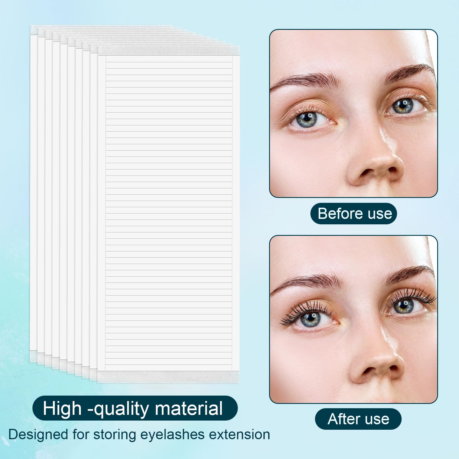 500 Pieces False Eyelash Fans Paper Tape - Double Sided Adhesive Lash Tape & Eyelash Fan Tape Holder for Eyelash Extensions - Sticky Strip for Women & Girls Eye Makeup - Perfect for Salon, Home Use & Professional Lash Artists