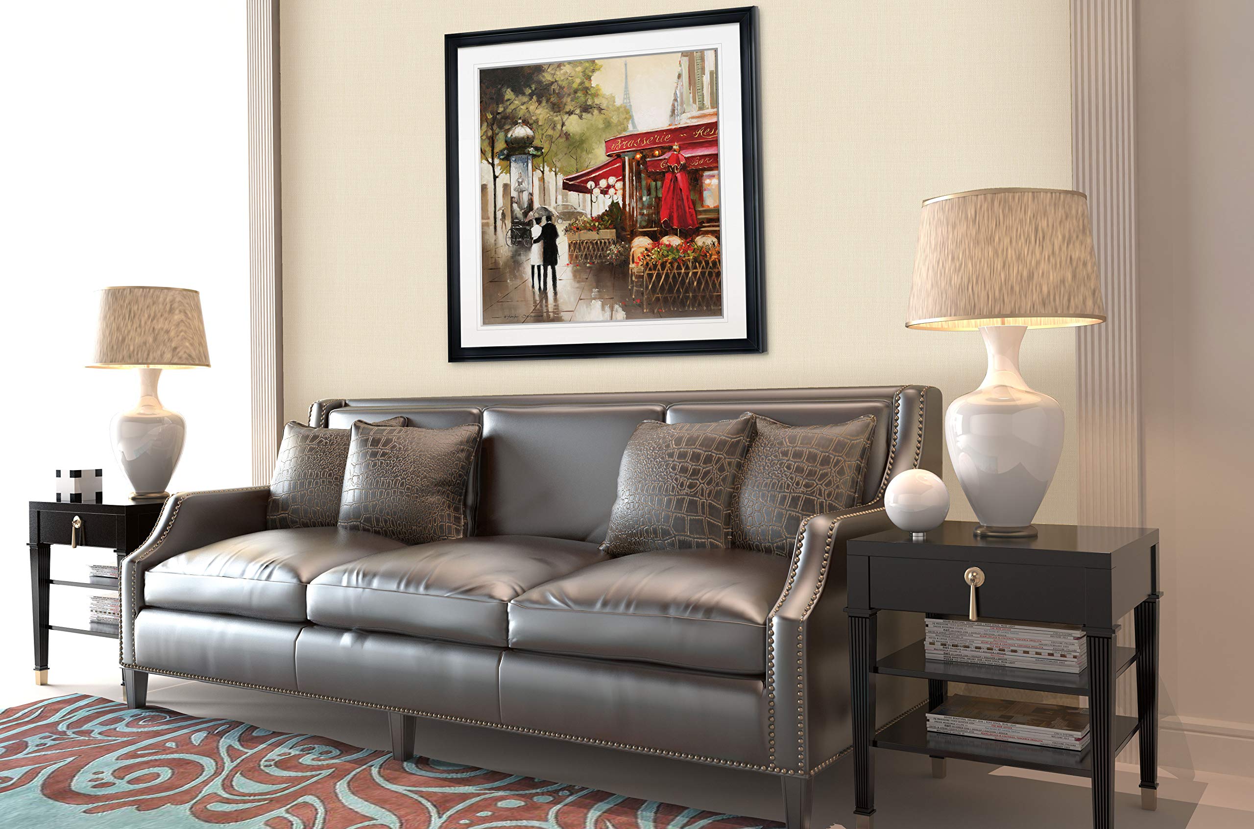 Romantic Paris in The Rain Couple Walking Giclee Canvas Print - Eiffel Tower Wall Art Decor Painting for Living Room, Bedroom & Office