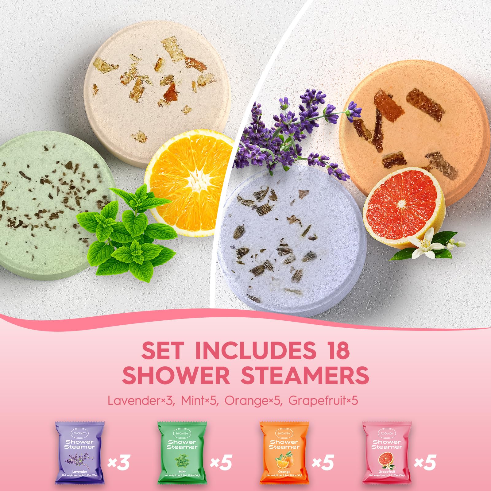 18 Pack Aromatherapy Shower Steamers with Essential Oils - Relaxing Bath Bombs for Women, Self Care Gifts for Mom, Birthday & Stocking Stuffers | Perfect for Stress Relief & Spa Nights at Home