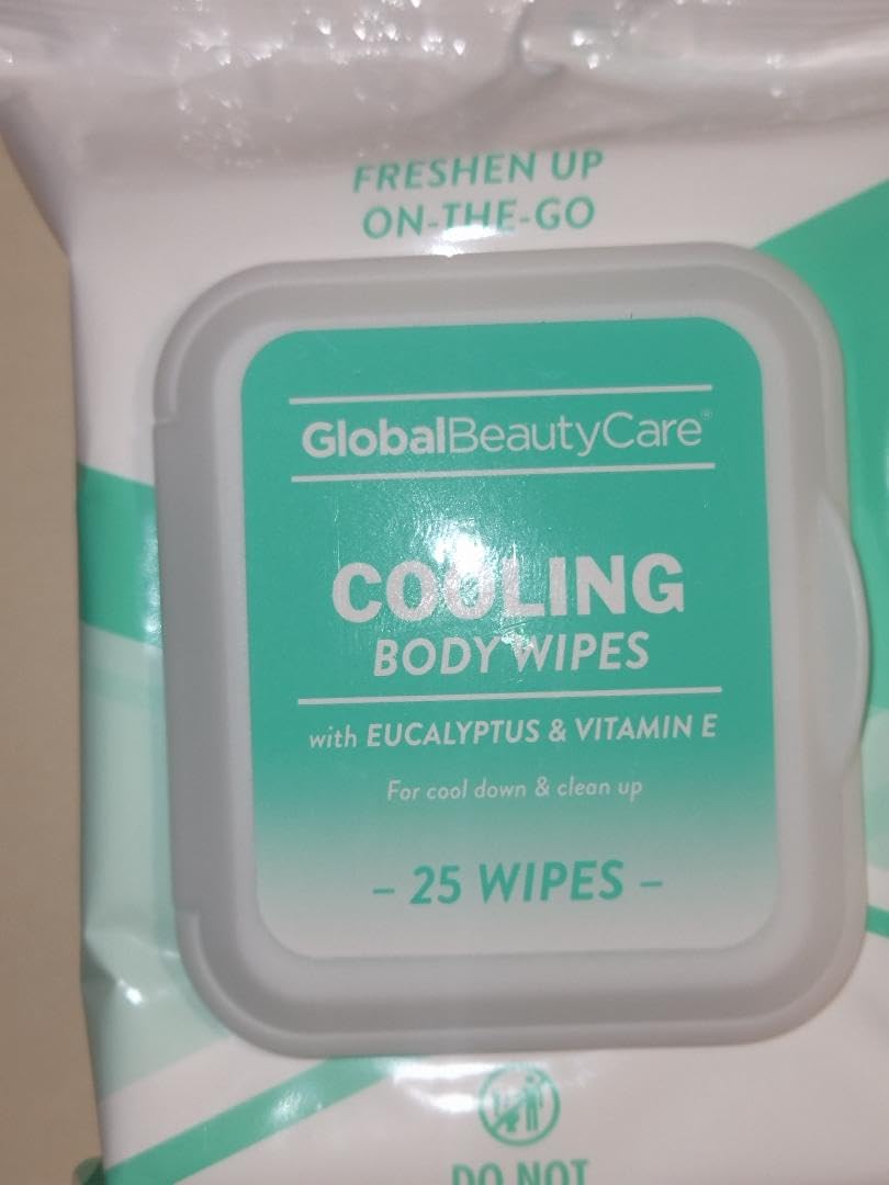 GlobalBeautyCare Cooling Body Wipes with Eucalyptus & Vitamin E - 25 Count | Refreshing Wipes for Post-Workout, Travel & Outdoor Activities