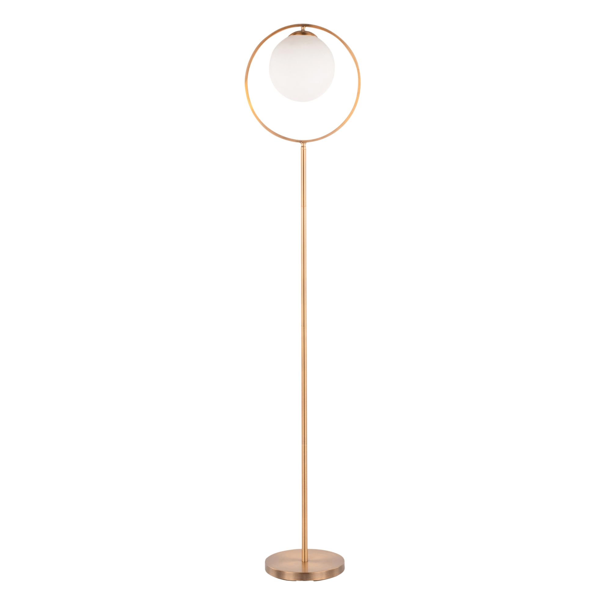 Moon Contemporary Gold Metal & Frosted Glass Floor Lamp - Modern Standing Lamp for Living Room, Bedroom & Corner Decor - Tall Ambient Lighting for Home, Office & Reading Nook