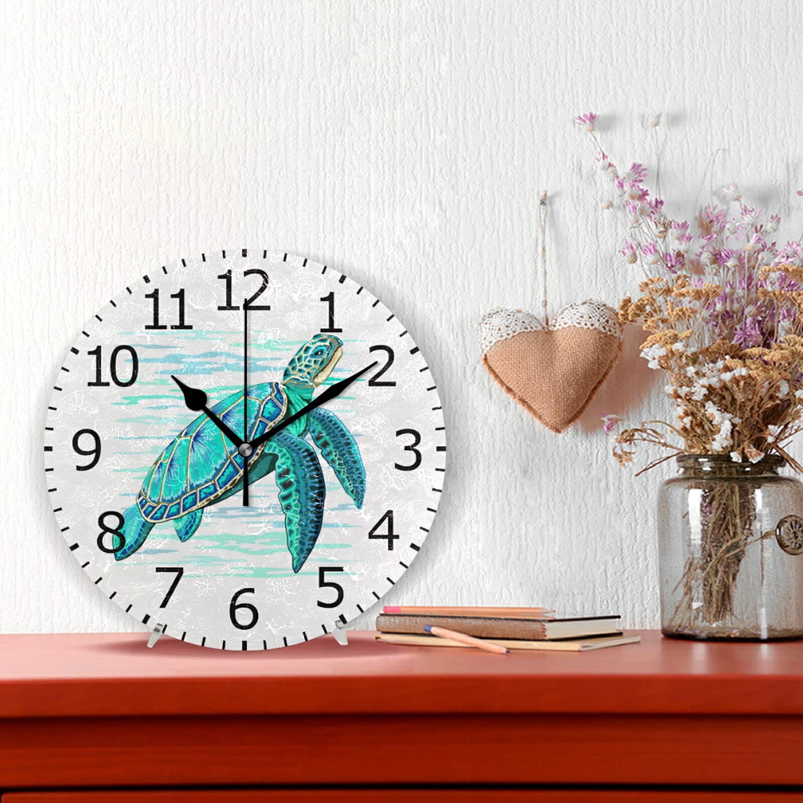 ALAZA 12 Inch Round Silent Wall Clock - Sea Turtle Turquoise Ocean Life Decor for Classroom, Playroom, Bedroom | Perfect for Home, Office & Kids Room Décor