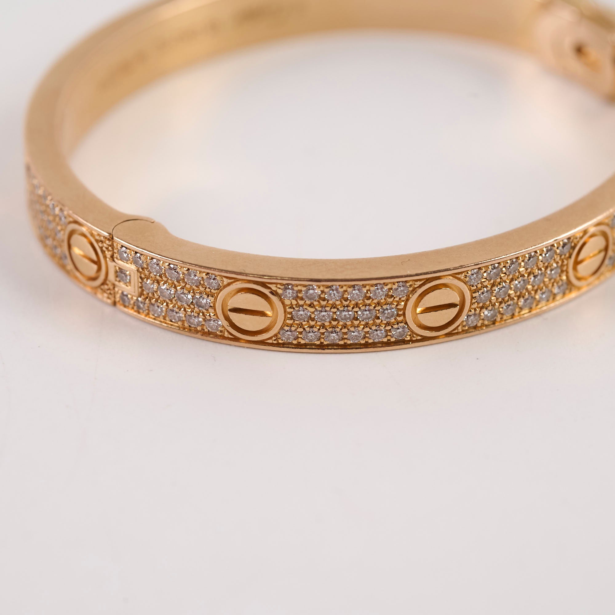Cartier Love Bracelet in 18K Pink Gold with Pave Diamonds - Size 16, Luxury Jewelry for Women, Perfect for Anniversaries & Special Occasions