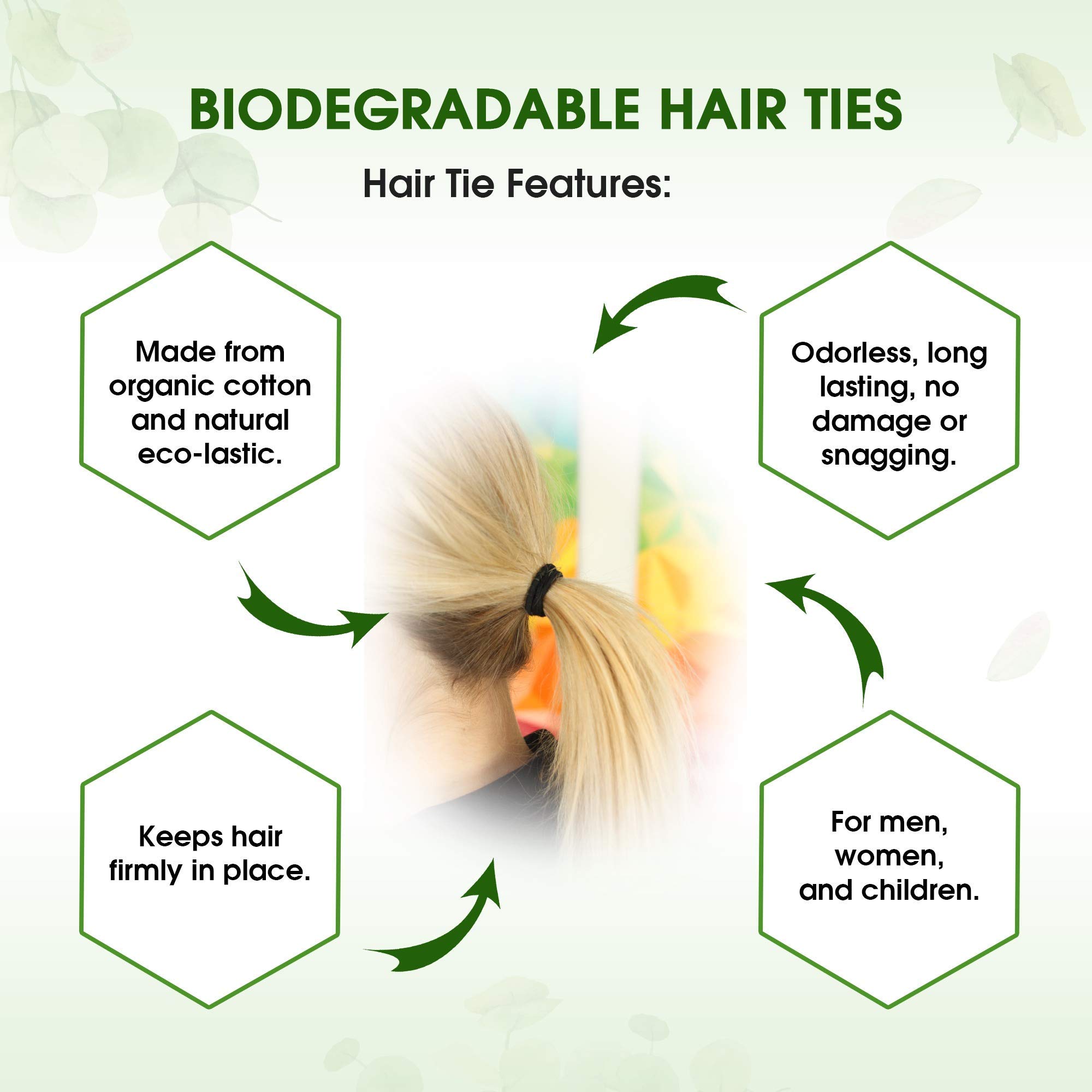 Eco-Friendly Biodegradable Hair Ties for Women & Men - Organic No-Crease Black Ponytail Holders & Bun Hair Ties - Plastic-Free Hair Bands (5mm, 27-Pack) | Perfect for Gym, Office, Travel & Everyday Use