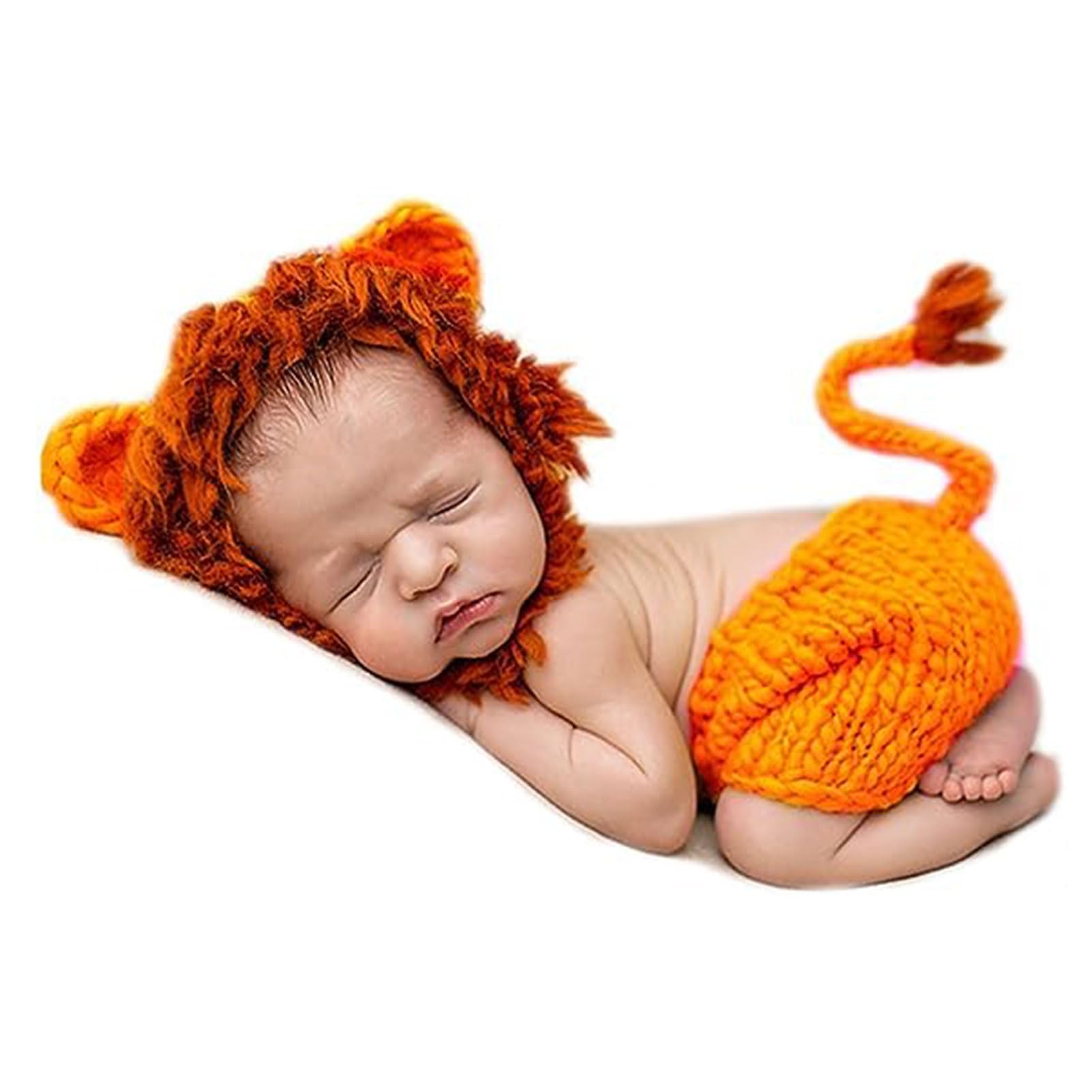AIXIANG Handmade Baby Lion Costume Set - Newborn Halloween Outfit with Cap & Pants for Photo Props | Perfect Halloween Gift for Baby Boys | Great for Halloween Parties, Photoshoots & Dress-Up