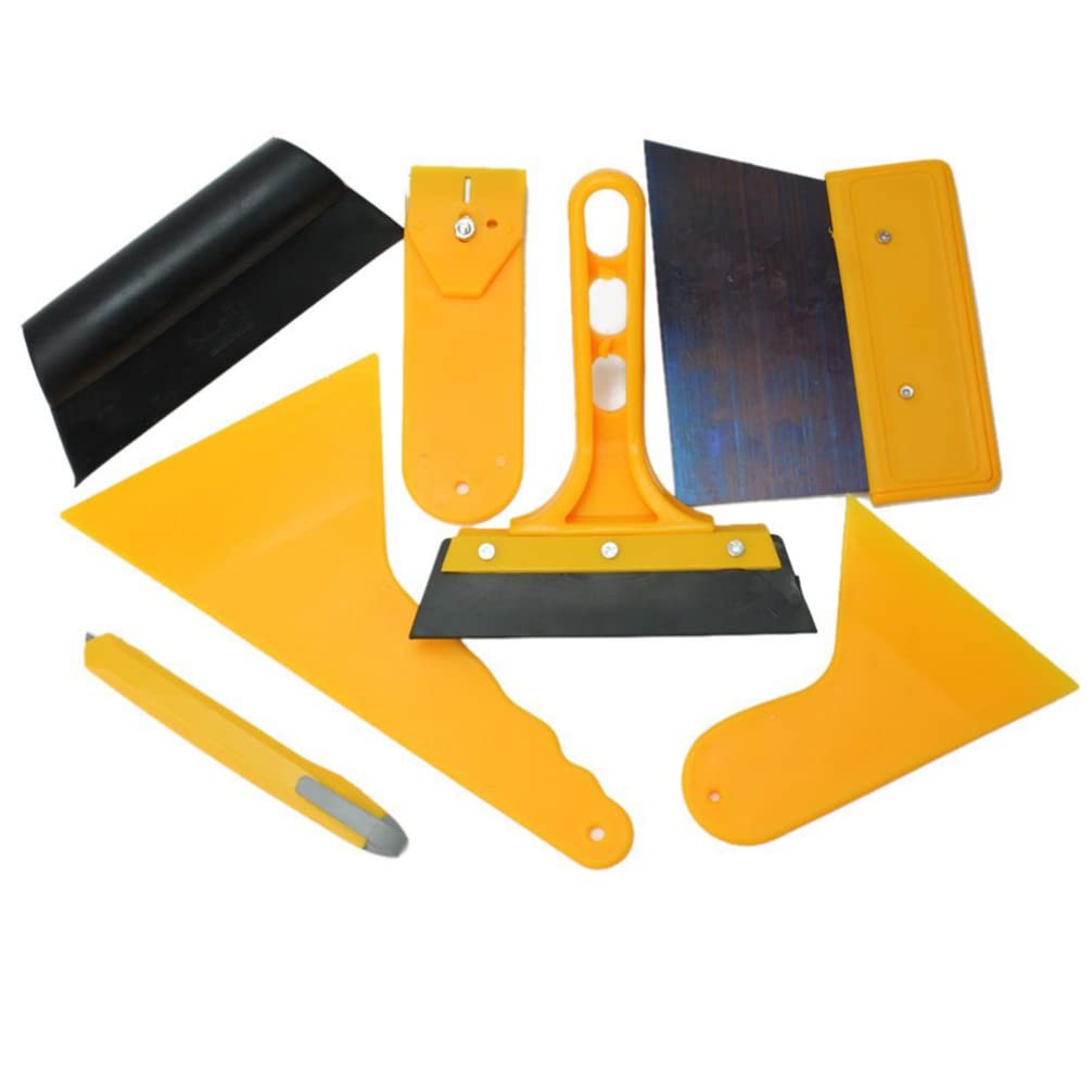 FAVOMOTO 7-Piece Vinyl Squeegee Tool Kit for Window Tint, Car Wrap & Wall Decal Application - Professional Felt Squeegee, Scraper & Applicator Tools for Bubble-Free Installation - Perfect for Auto Tinting, Home Decals & DIY Projects