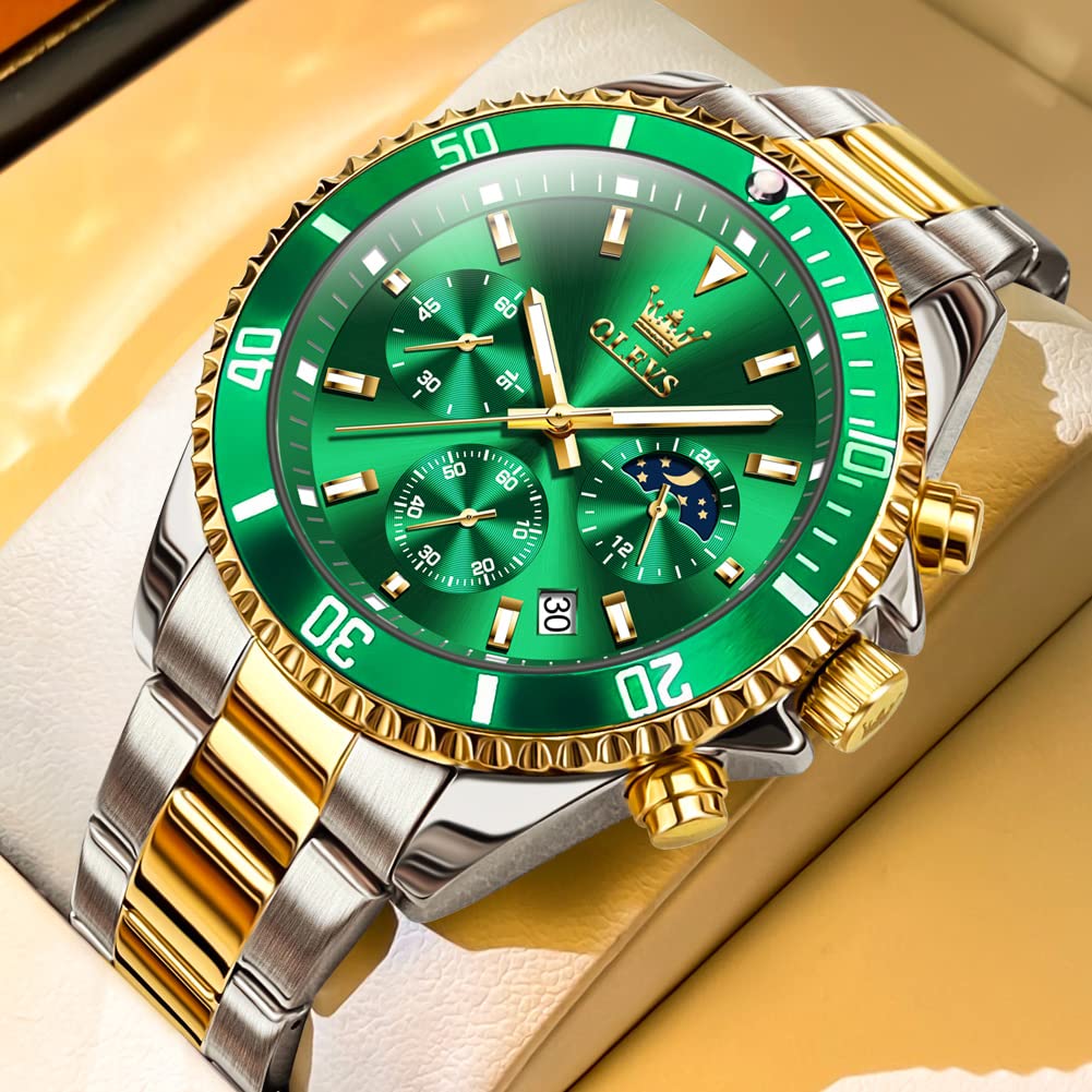 OLEVS Men's Big Face Stainless Steel Waterproof Date Analog Quartz Watch - Fashion Business Wristwatch for Men | Perfect for Office, Formal Events & Everyday Wear
