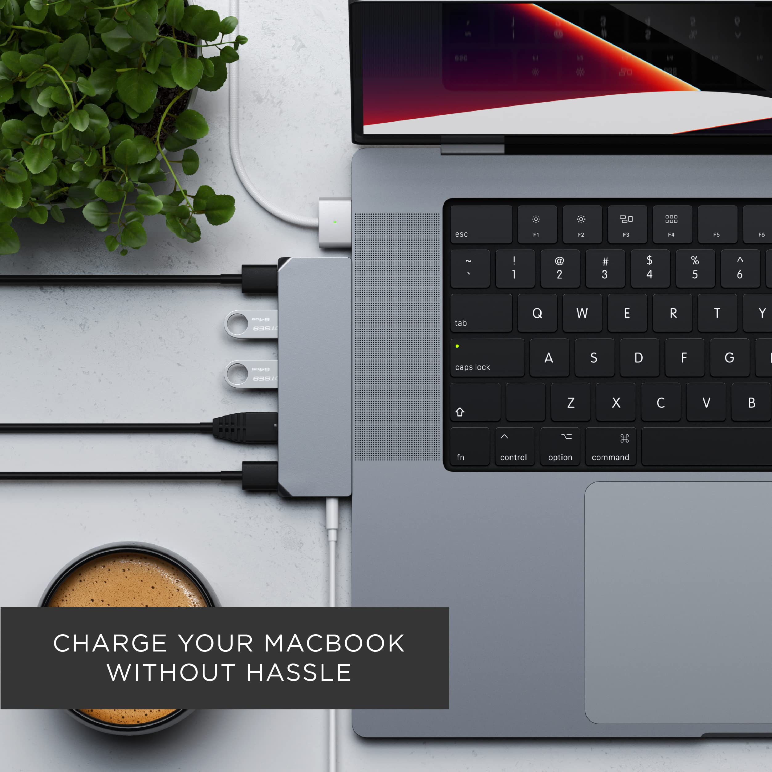 Satechi Type-C Pro Hub Mini Adapter with USB4, USB-A, USB-C, Gigabit Ethernet & 3.5mm Audio Jack - Compatible with M1/M2 MacBook Pro & Air (Space Gray) - Perfect for Home Office, Remote Work & Multimedia Connectivity