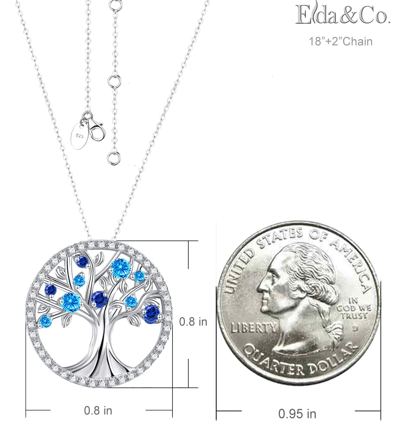 Tree of Life Pendant Necklace for Women - Sterling Silver Birthstone Jewelry with Aquamarine, Emerald & More | Spiritual Protection & Elegant Everyday Jewelry | Perfect Birthday Gift for Wife, Mom, Sister | March & April Birthstones | Ideal for Meditation, Yoga & Special Occasions