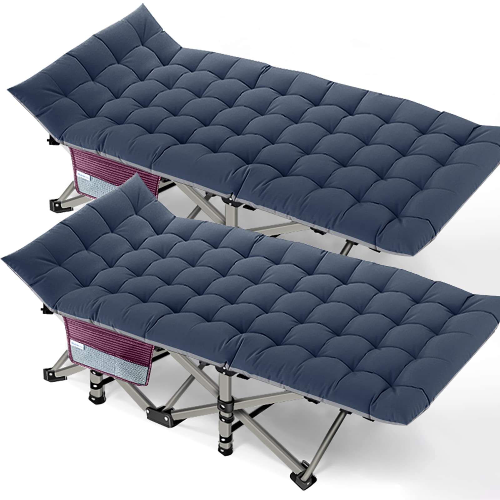 DoCred 2-Pack Heavy Duty Folding Camping Cot with Mattress for Adults - Portable Sleeping Bed for Outdoor, Travel & Emergency Use - Includes Carry Bag - Supports 500lbs - Perfect for Camping, Hiking, Backpacking & Guest Beds