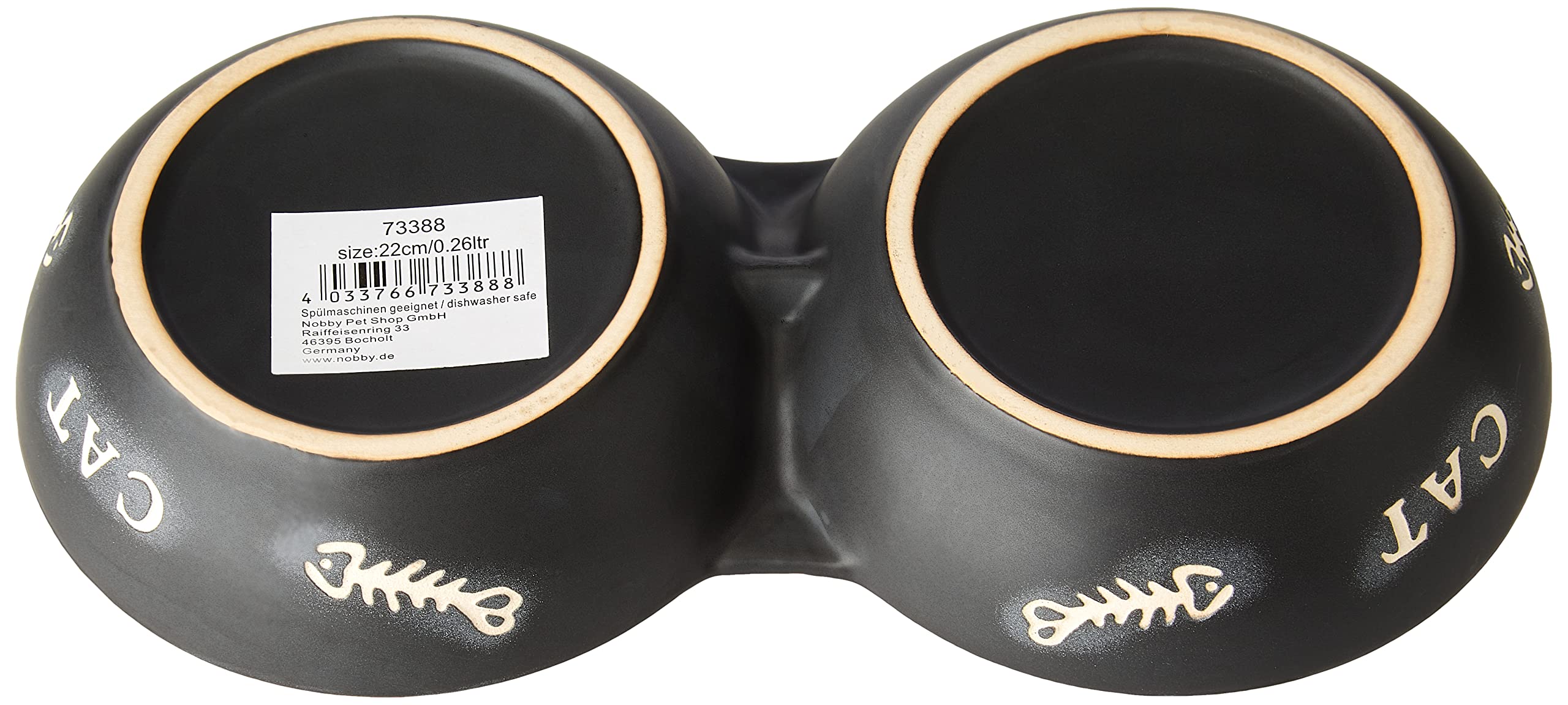 Premium Ceramic Double Cat Bowl Set - 22cm (8.7in) Non-Slip Pet Food & Water Dishes for Kittens & Adult Cats - Perfect for Home, Kitchen, or Travel Use