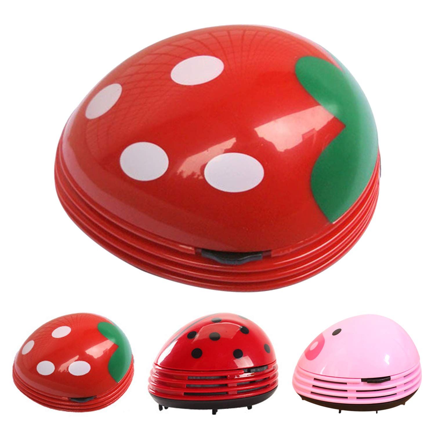 Mini Cordless Desktop Vacuum Cleaner - Portable Battery Operated Dust Buster for Laptop, Keyboard, Car & Office - Cute Strawberry Design for Cleaning Crumbs, Pet Hair & Debris - Perfect for Home, Workspace & Travel Use