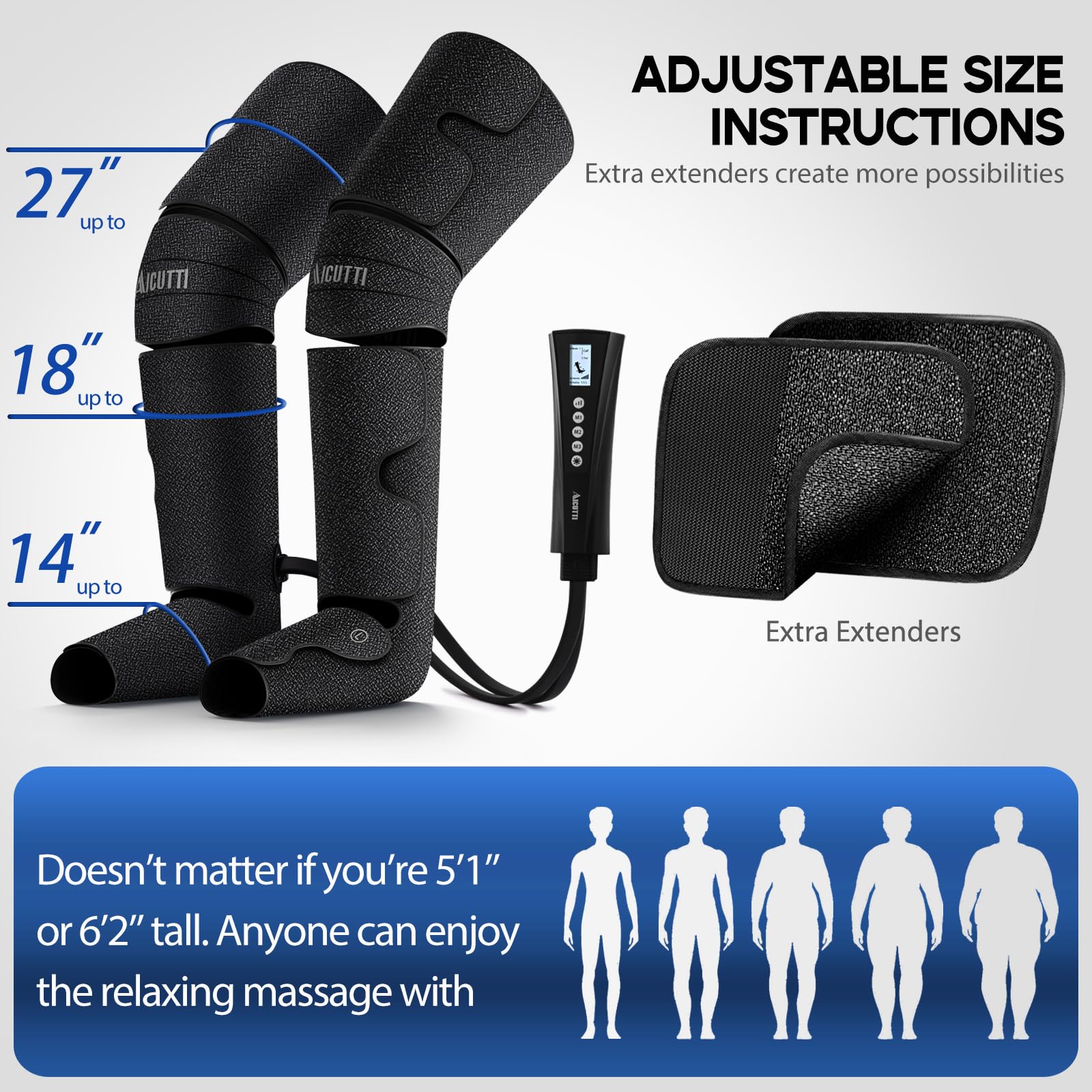 Air Compression Leg Massager with Heat Therapy - Foot, Calf, Knee & Thigh Pain Relief - Improves Blood Circulation - Perfect Gift for Women, Men, Parents (Mother's Day, Father's Day, Birthdays, Christmas) - Ideal for Home Use, Office Relaxation & Post-Workout Recovery