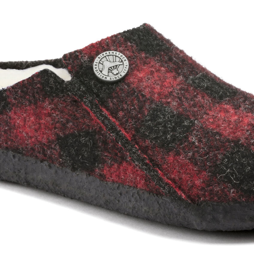 Birkenstock Kids Zermatt Shearling Slippers - Plaid Red, Warm & Cozy Indoor/Outdoor House Shoes for Boys & Girls - Perfect for Winter, Home, School & Travel