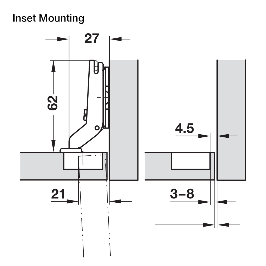 Hafele 94 Degree Mini Series 400 Concealed Cabinet Hinges - Soft Close, Full Overlay for Kitchen & Bathroom Cabinets