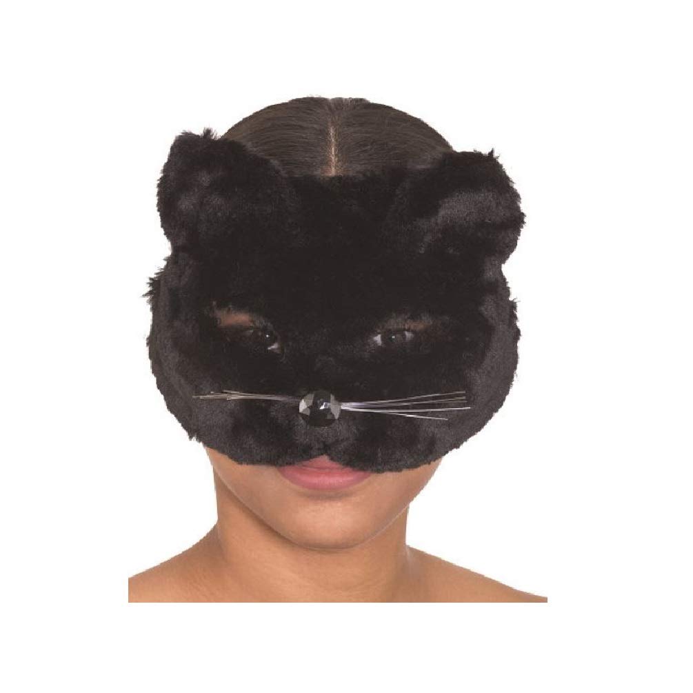 Jacobson Black Cat Plush Mask - Soft & Cute Halloween Costume Accessory for Adults & Kids - Perfect for Cosplay, Parties, and Trick or Treating