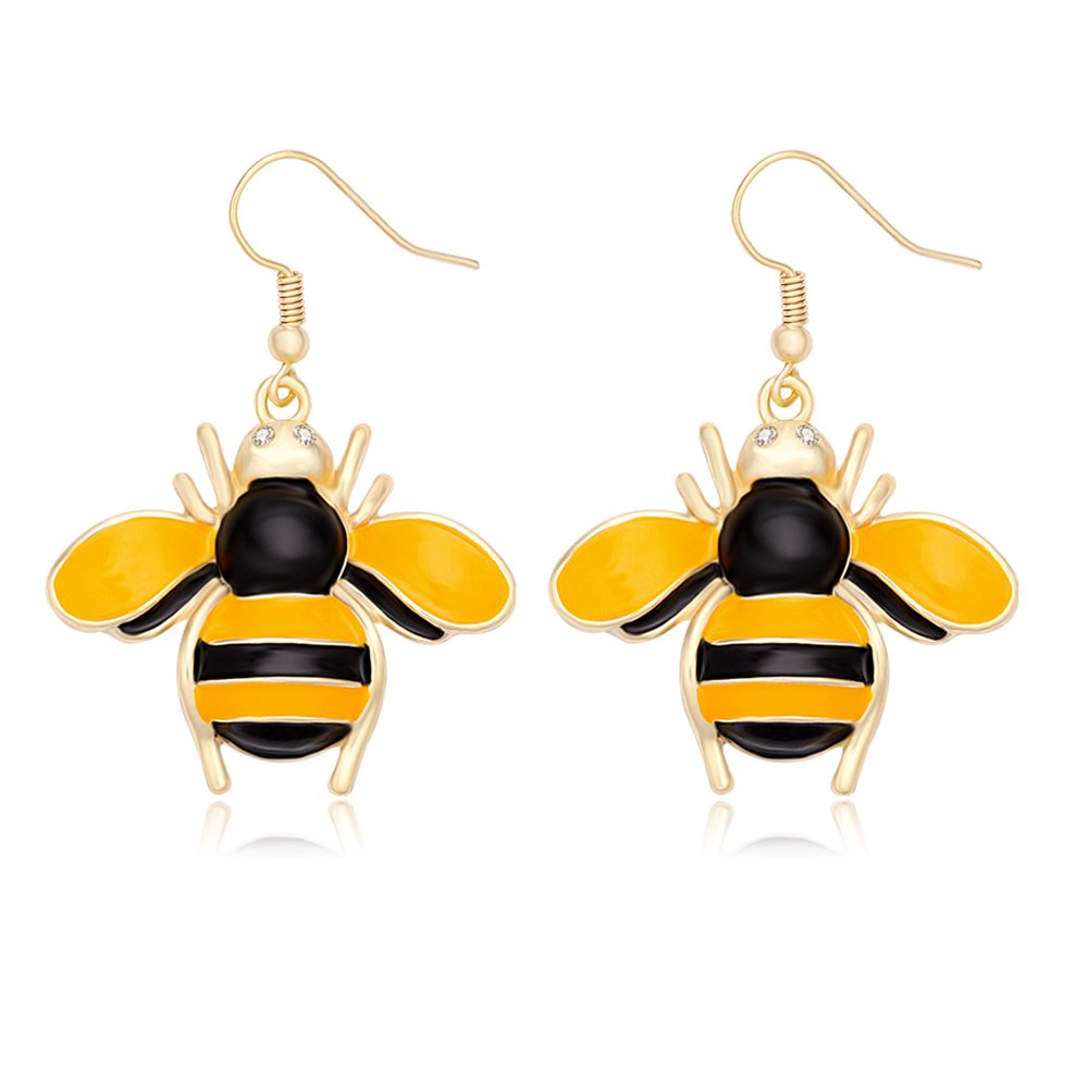 NOUMANDA Gold Honey Bee Necklace & Earrings Set - Crystal Bumblebee Pendant Jewelry for Women - Perfect for Spring Fashion, Nature Lover Gifts & Boho Chic Outfits