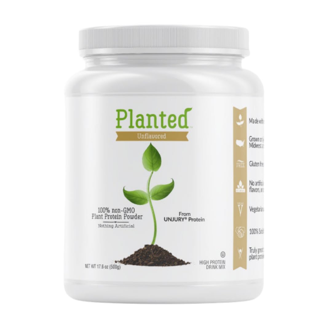 **Planted Vegan Protein Powder - 20g Unflavored Pea Protein Isolate | Low Sugar, Gluten & Dairy Free, Non-GMO Plant-Based Protein | 20 Servings for Smoothies, Baking & Post-Workout Recovery**