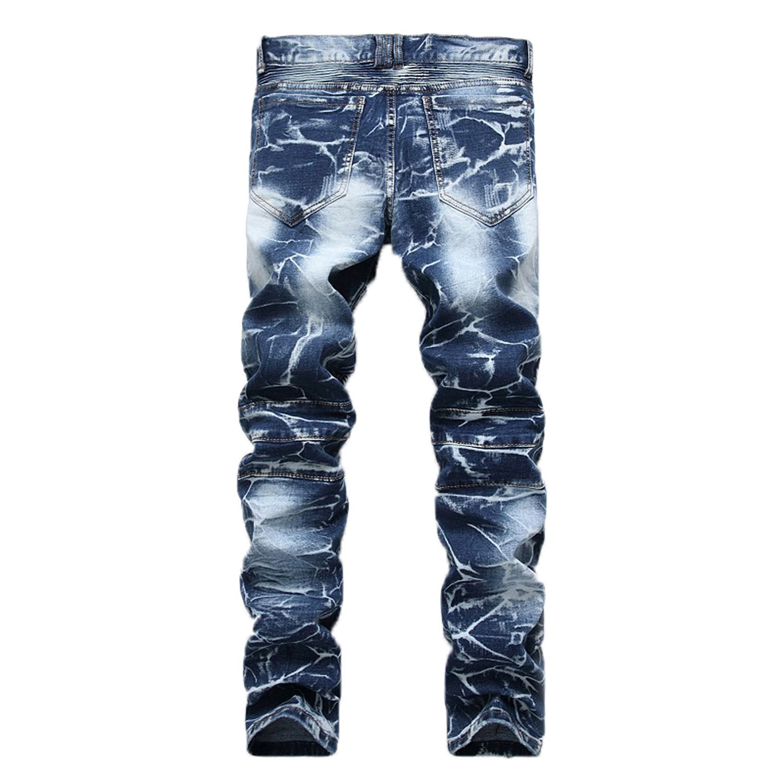 Vintage Wash Work Denim Jeans for Men - Distressed Hole & Frayed Hem Casual Pants | Perfect for Streetwear, Urban Fashion & Everyday Wear