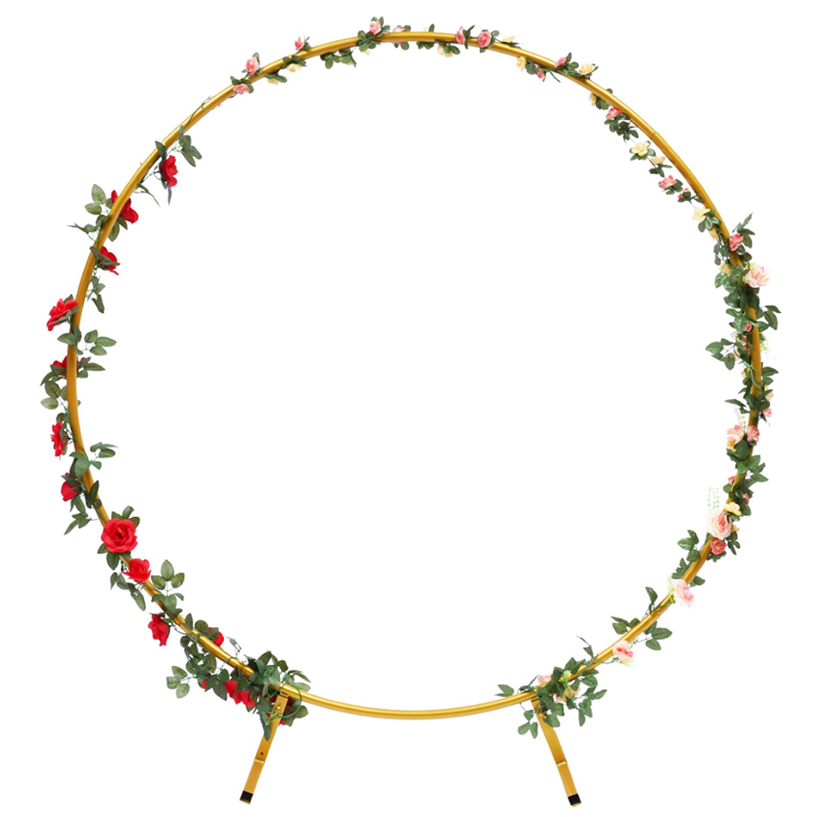 Ethedeal Round Metal Wedding Arch Stand - Gold Wreath Backdrop for Wedding Ceremony, Party Decoration, Photo Booth Background | Perfect for Outdoor & Indoor Events