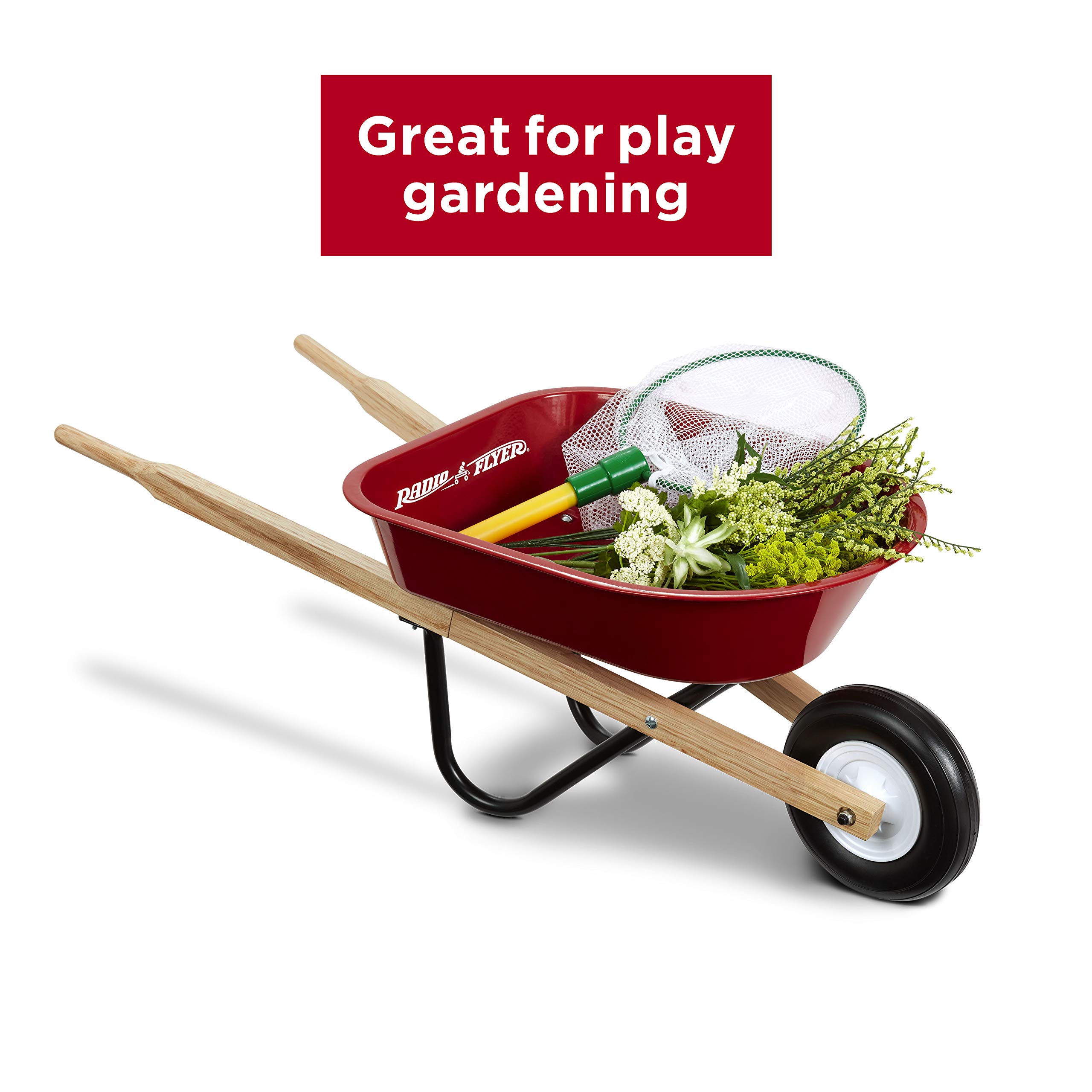 Radio Flyer Kid's Wheelbarrow - Red Toy Wheelbarrow for Children | Outdoor Gardening Pretend Play & Yard Work Toy for Toddlers