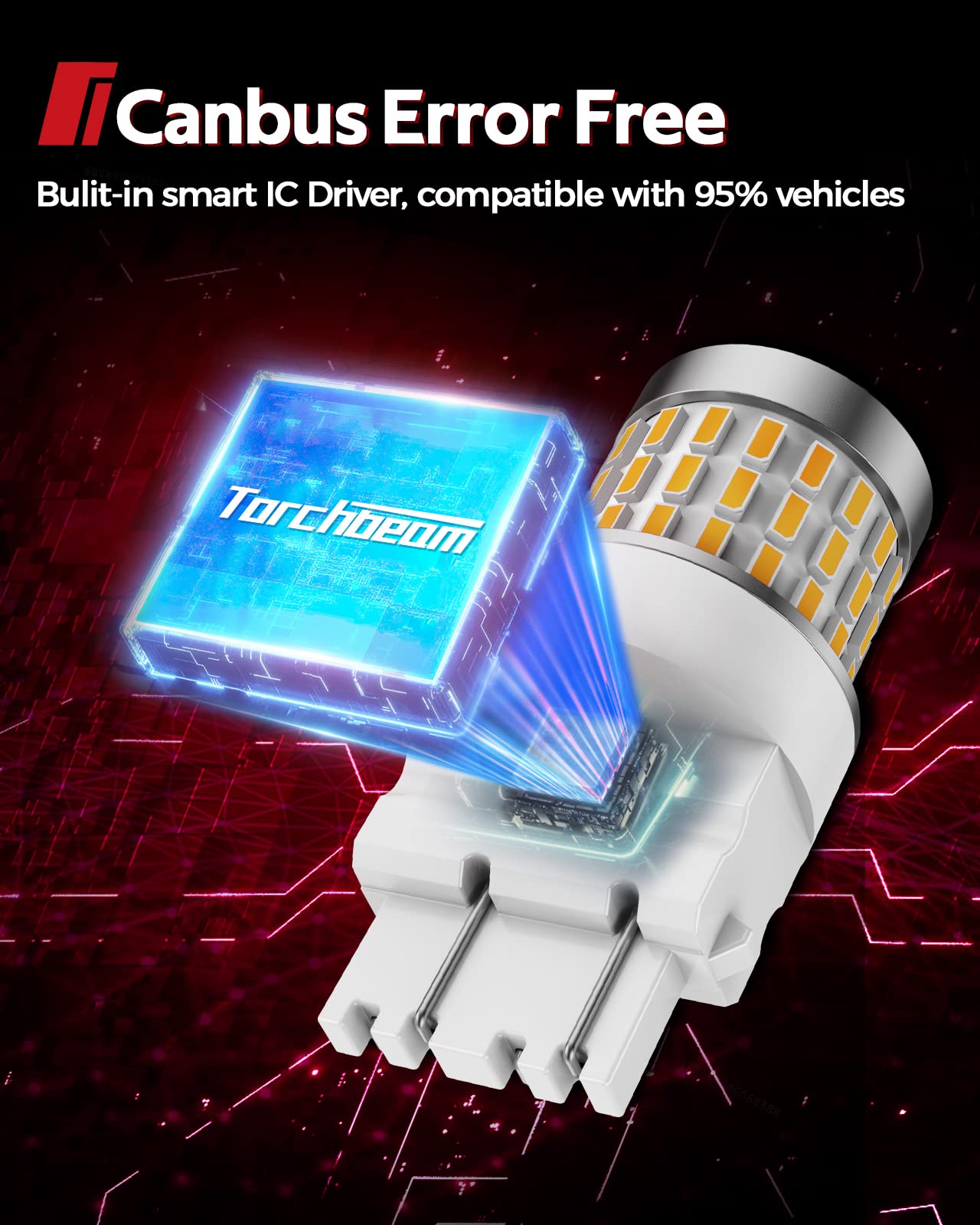 Torchbeam 3157 LED Bulbs - Super Bright Amber Turn Signal Lights 300% Brighter | Compatible with 3156 3056 4057 4157 | Projector Design for Parking, Side Marker & Brake Lights | Pack of 2 | Perfect for Cars, Trucks & Motorcycles