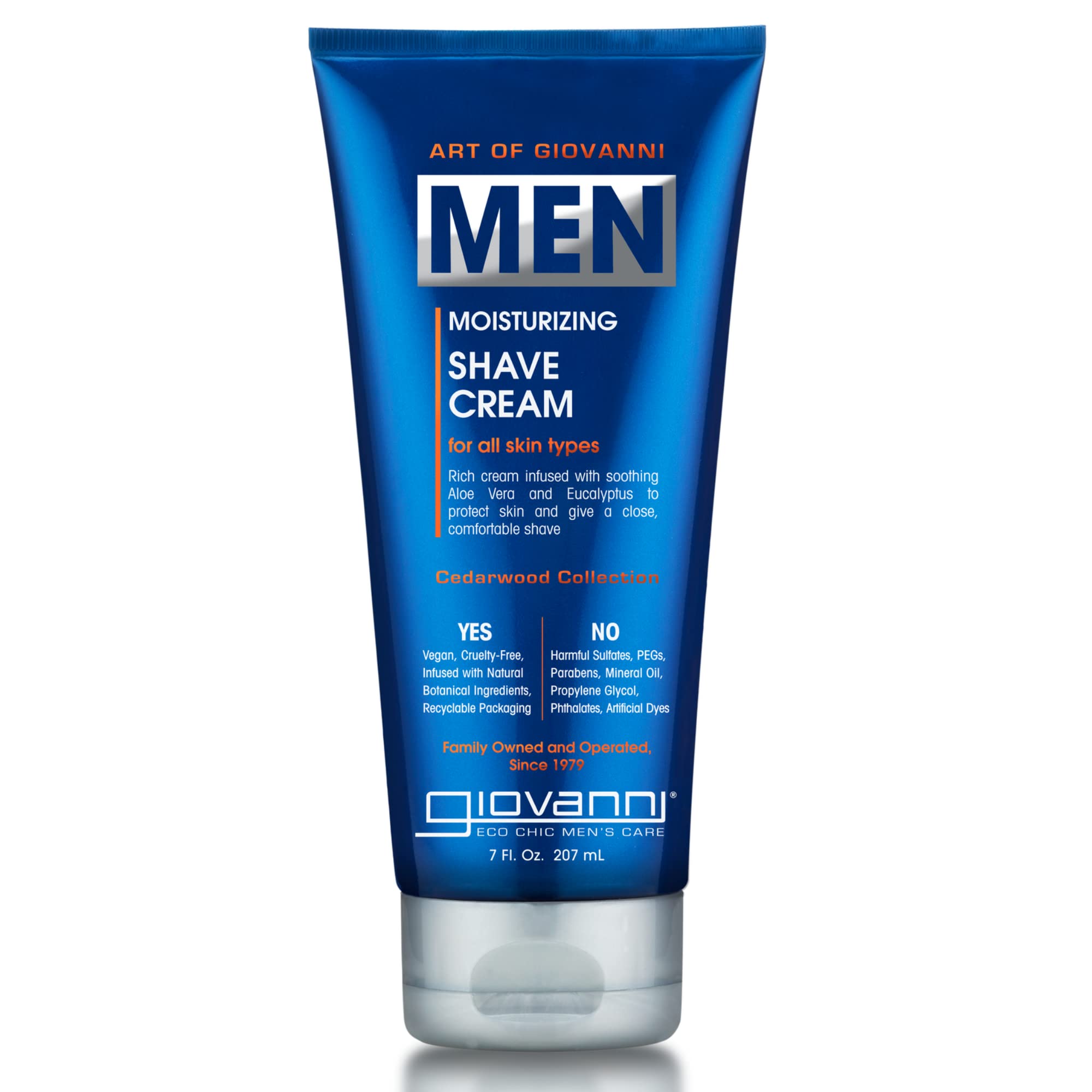 Gio.vanni Cosmetics Men's Cedarwood Shaving Cream - 7 fl oz (Pack of 6) | Smooth Shave for Sensitive Skin | Perfect for Travel & Daily Grooming Routine