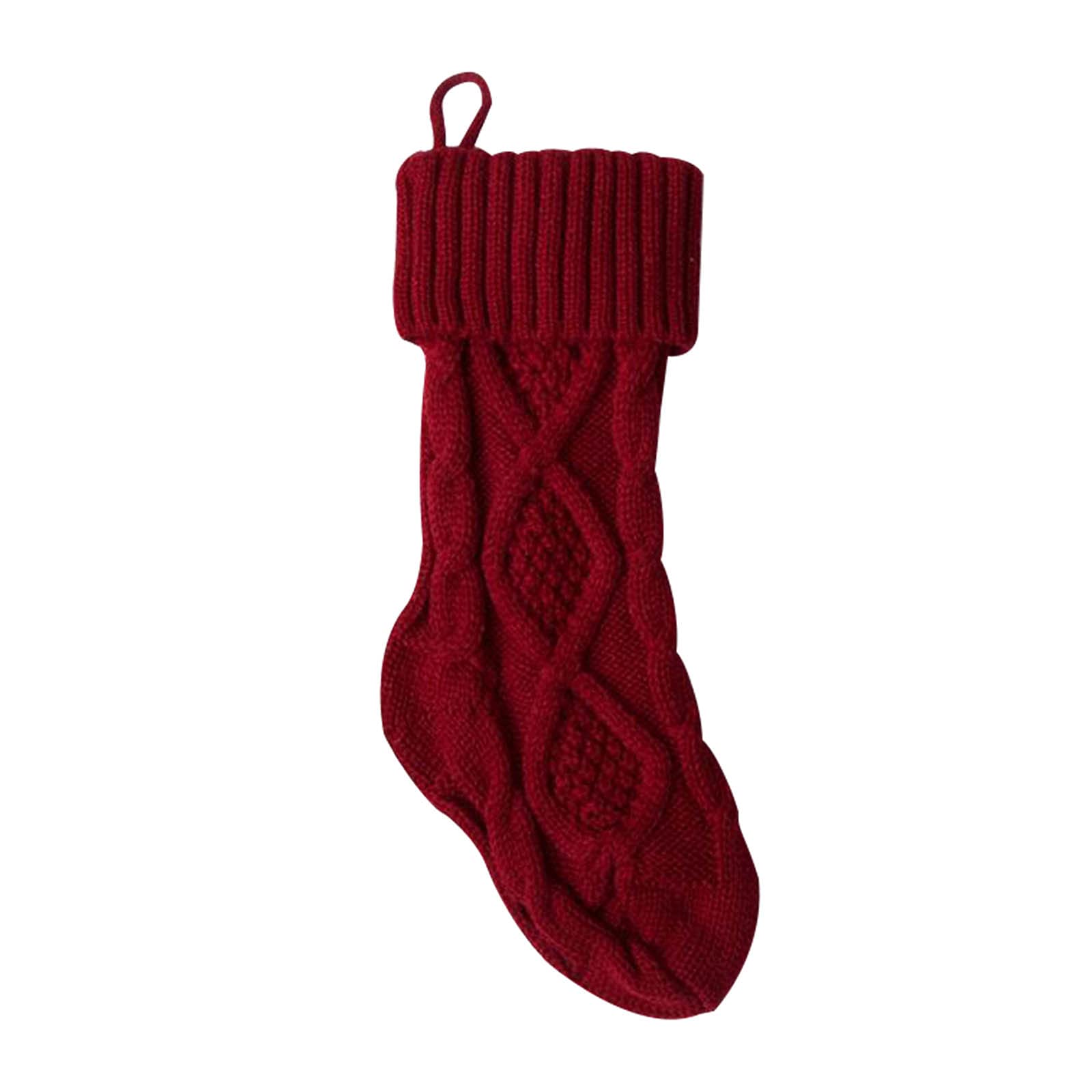 Cozy Knitted Wool Christmas Socks Set - Festive Home Wall Decor, Candy & Gift Bags - Diamond Pattern Holiday Ornaments for Stocking Stuffers & Tree Decorations