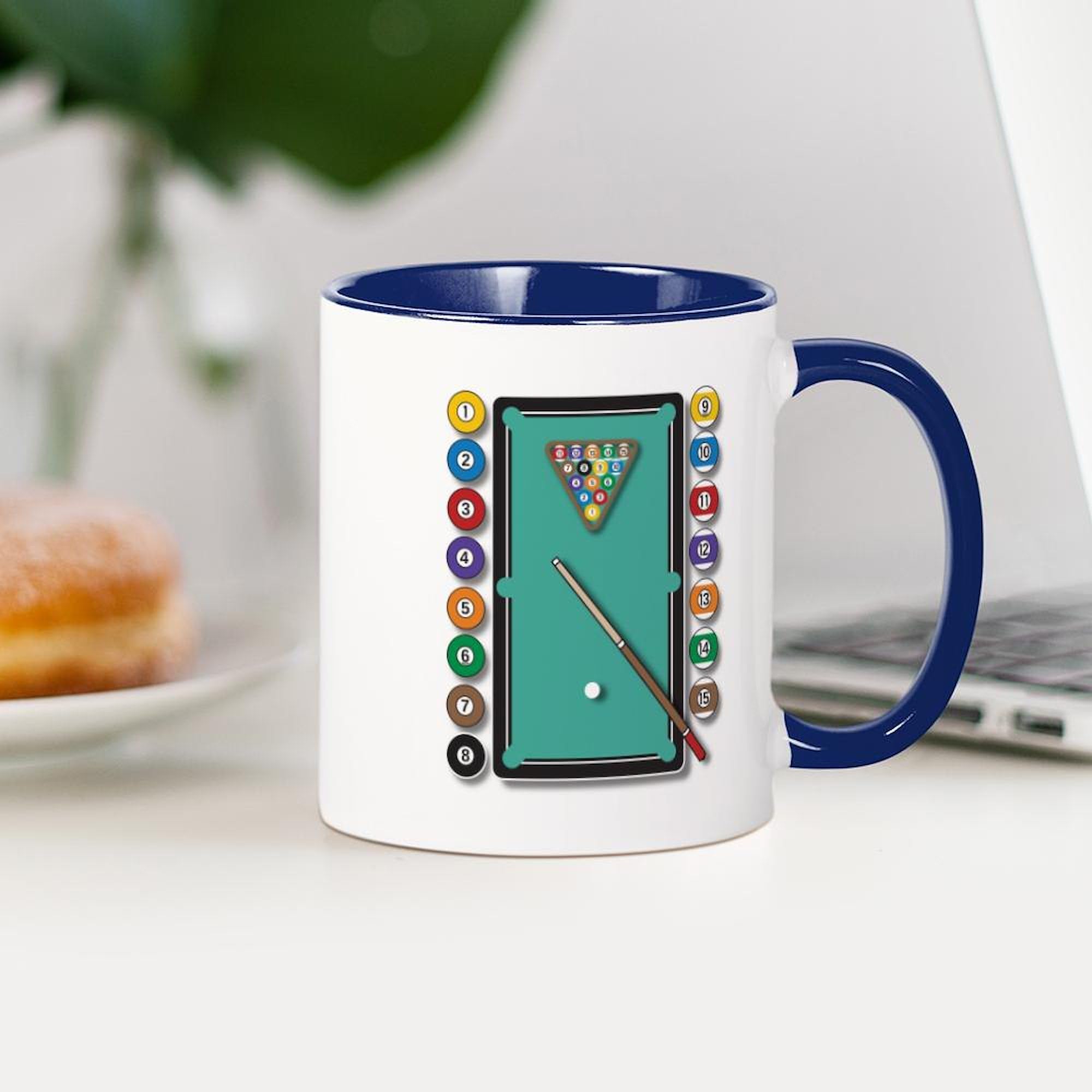 Billiards Themed 11 oz (325 ml) Ceramic Coffee Mug - Perfect for Pool Lovers & Coffee Enthusiasts - Ideal for Game Rooms, Home Offices & Gifts