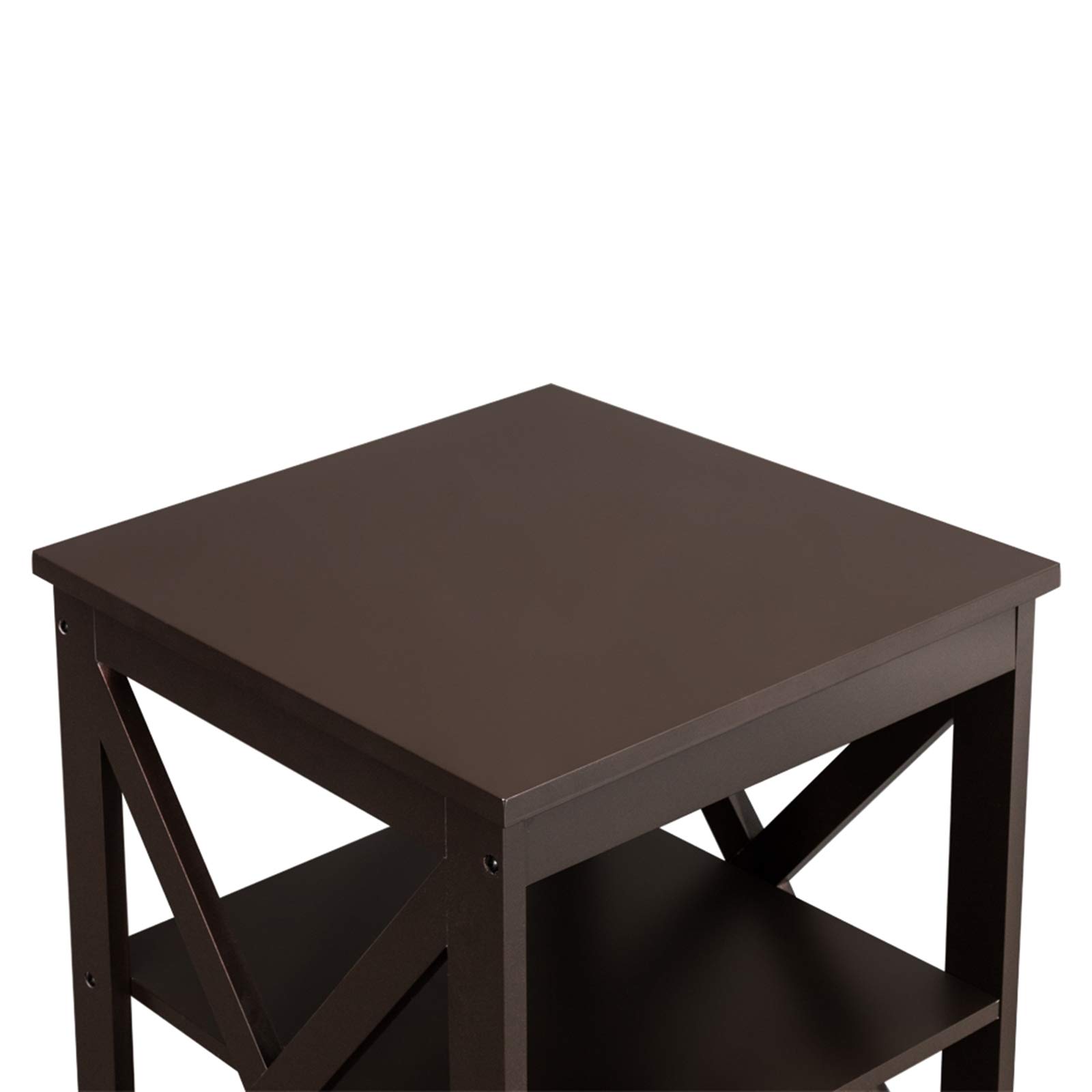 GT2-LC Double Cross Edge Table Coffee - Modern Side Table for Living Room, Bedroom & Office - Stylish End Table with Storage Shelf
