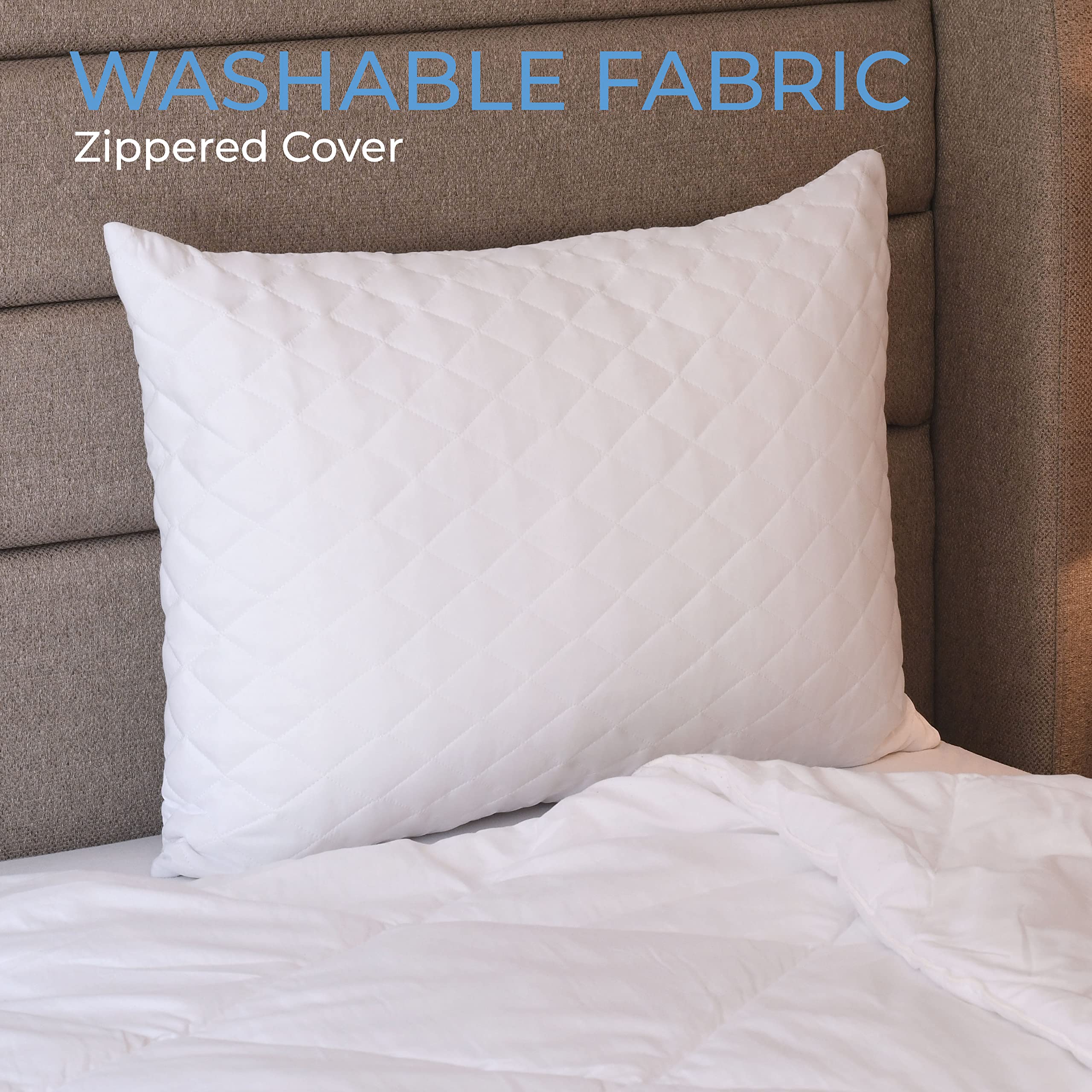 Premium 12-Pack Queen Size Diamond Elegant Bed Pillows - Luxury Hotel Quality Pillows for Side, Back & Stomach Sleepers - 100% Cotton Cover & Washable Microfiber Fill - Perfect for Home, Hotel, and Airbnb Use