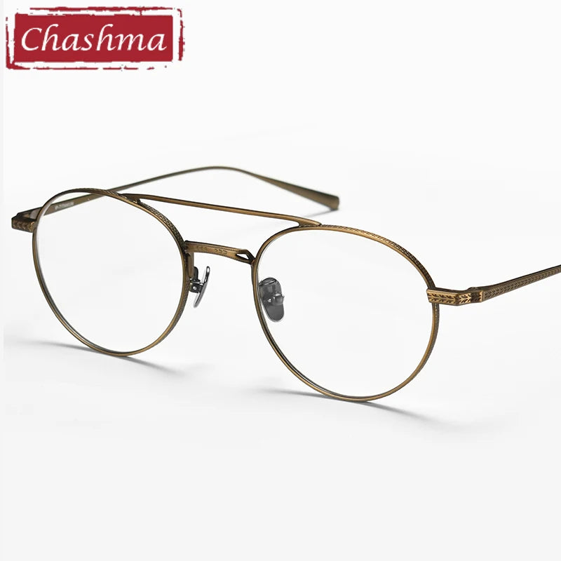 Unisex Titanium Round Full Rim Double Bridge Eyeglasses 84020 - Stylish & Durable for Reading, Work, and Everyday Wear