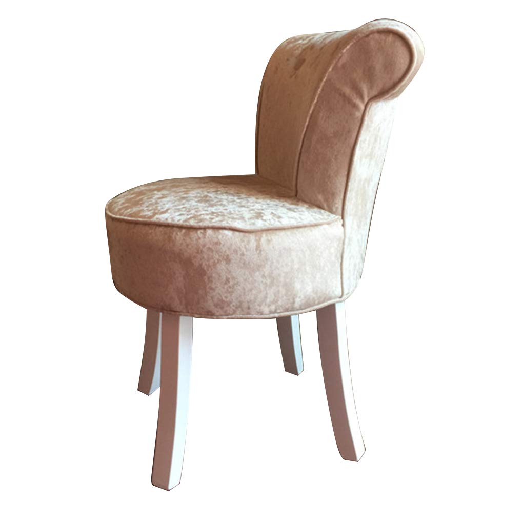 Luxury Velvet Vanity Bench with High Back & Solid Wood Legs - Padded Makeup Stool, Baroque Dressing Chair for Bedroom, Boudoir & Dressing Room - Elegant Lounge Seat for Women's Makeup Area & Piano Room