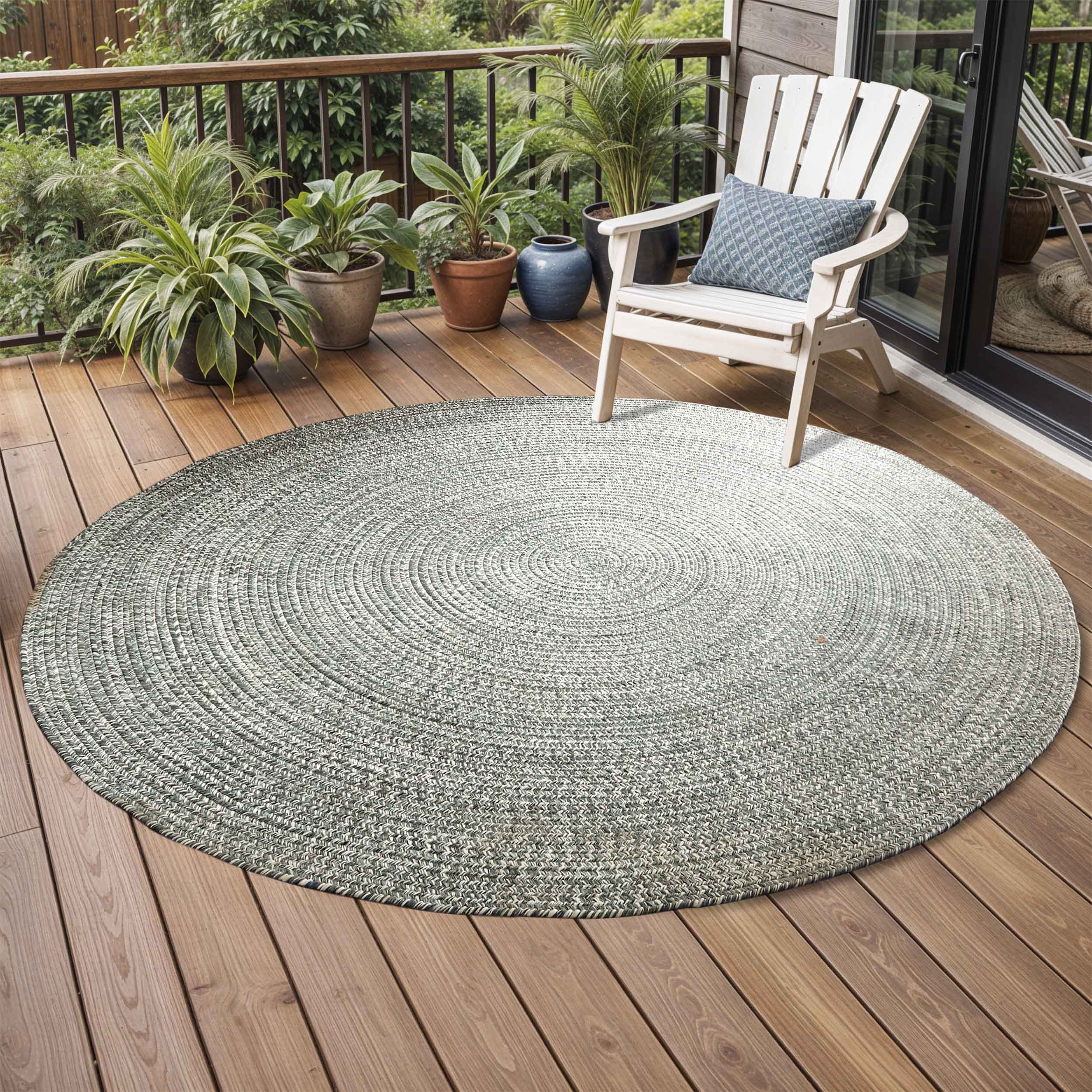 Reversible Braided Area Rug - Non-Slip Two Tone Indoor/Outdoor Rug for Living Room, Bedroom, Patio - Soft & Durable Home Decor