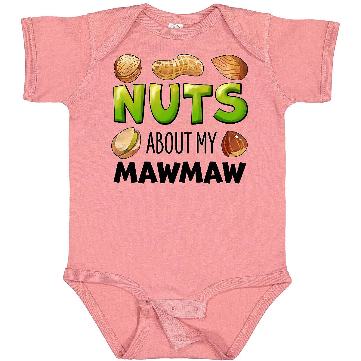 Inktastic Nuts About My Mawmaw Peanut Almond Pistachio Baby Bodysuit - Cute & Comfortable Outfit for Grandparents Day, Family Photos & Special Occasions