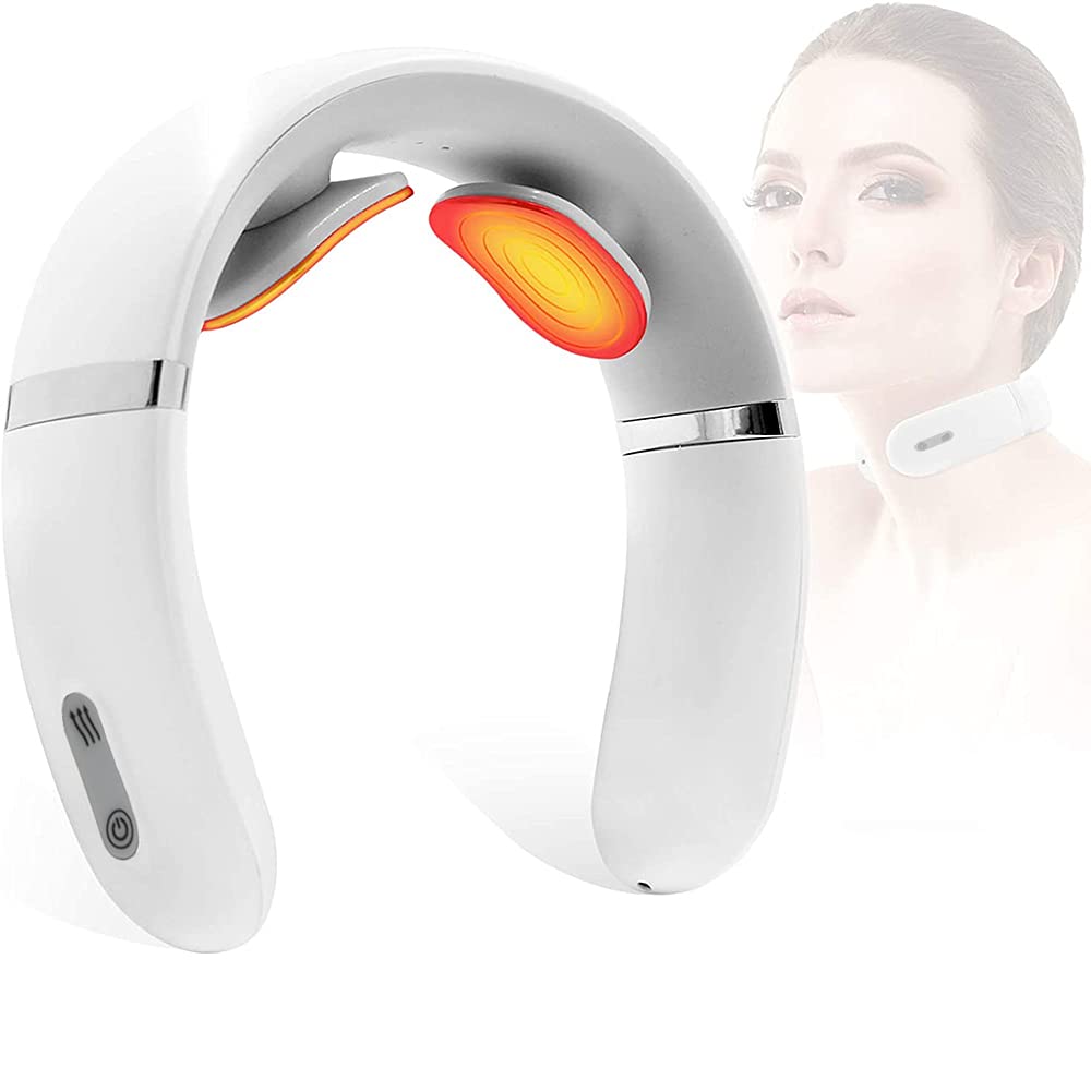 Cordless Neck Massager with Heat - Deep Tissue Trigger Point Massager for Pain Relief - Portable & Intelligent Massage Device - Perfect Gift for Women & Men - Use at Home, Office, or Travel