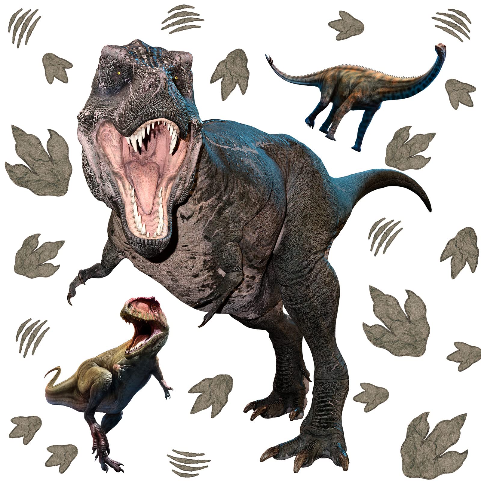 Large Dinosaur Wall Decals - 56 Pcs Dino Footprints & Tracks Stickers for Boys Room Decor | Perfect for Kids Birthday Party Gifts & Nursery Wall Art | Fun Dinosaur Theme Bedroom & Playroom Decorations