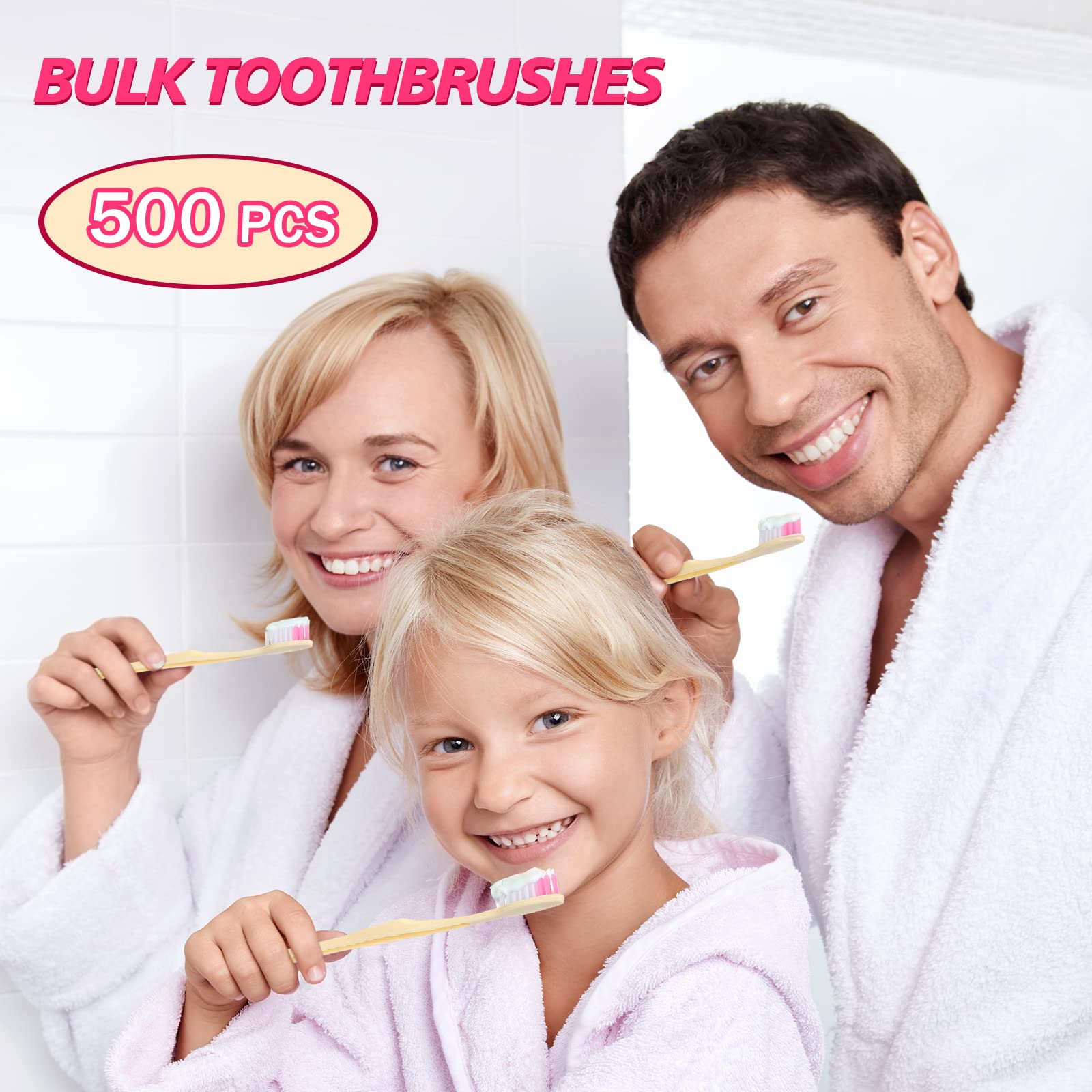 500 Pack Disposable Toothbrushes Individually Wrapped - Soft Bristle Travel Toothbrush Bulk Set for Adults - Oral Hygiene, Dental Care, Camping, Hotels, Guest Rooms (Yellow) | Perfect for Travel, Emergency Kits & Hospitality Use
