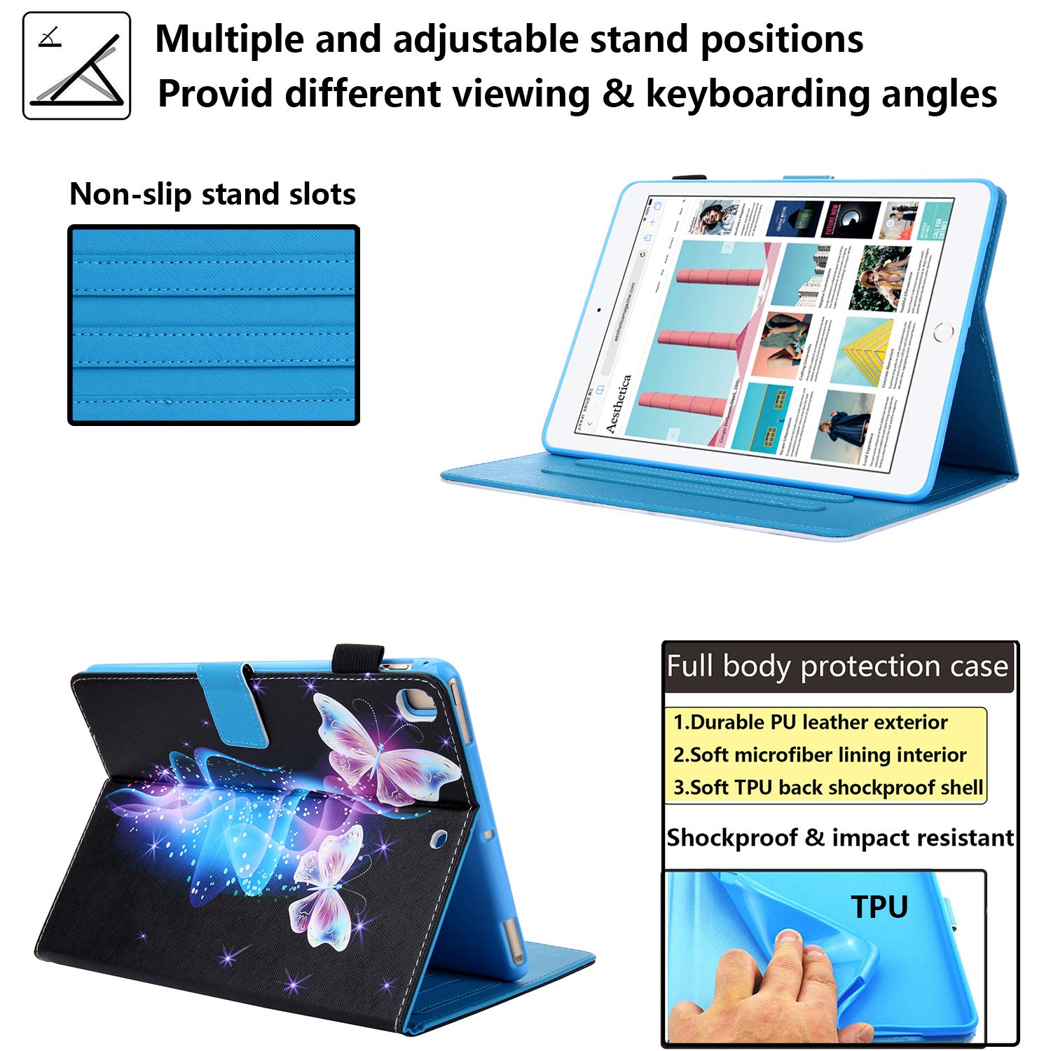 Premium PU Leather Smart Case for iPad 6th/5th Gen 9.7