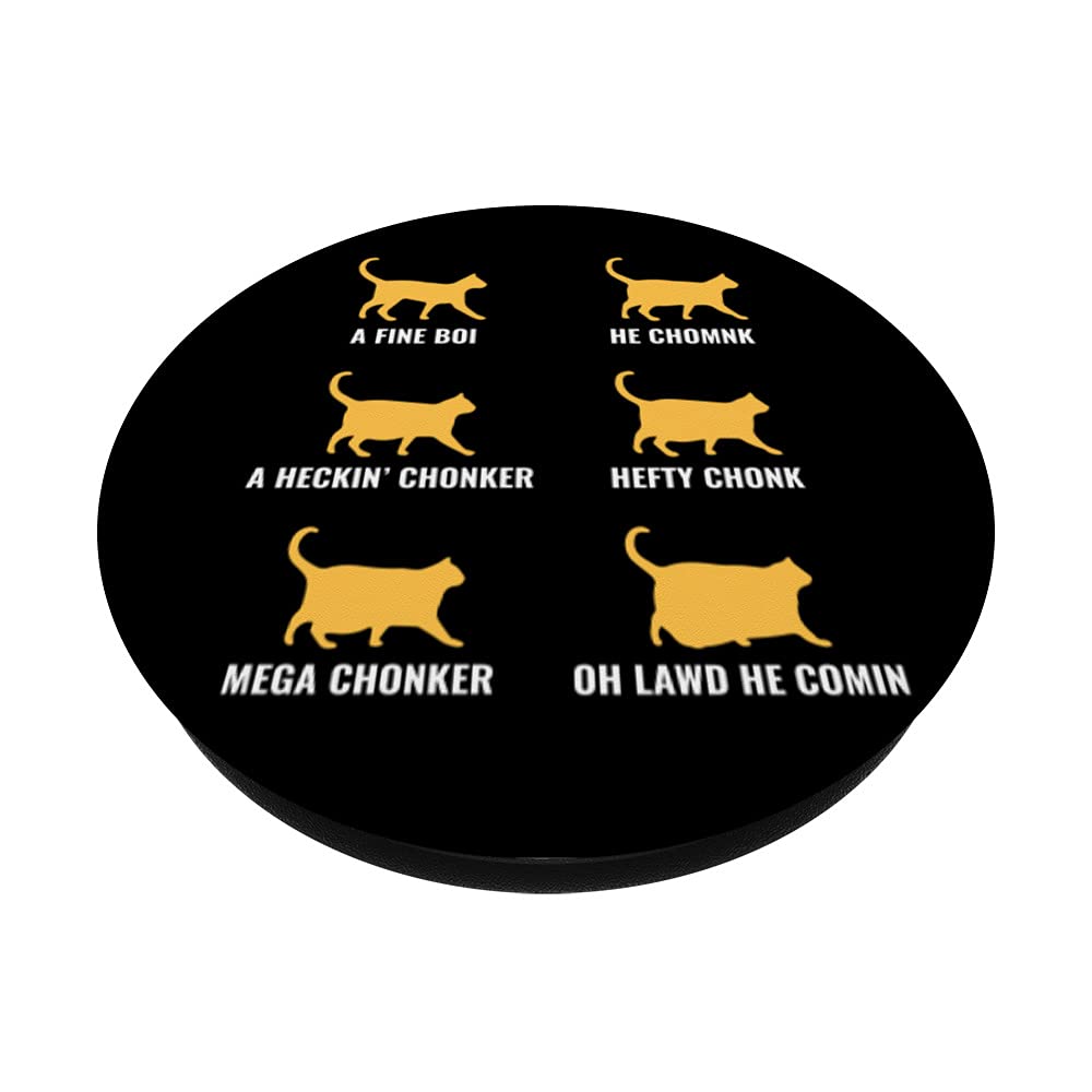 Funny Cat Meme PopSocket - Swappable PopGrip with Chonk Cat Evolution Chart | Perfect Gift for Cat Lovers | Use on Phones, Tablets & Laptops