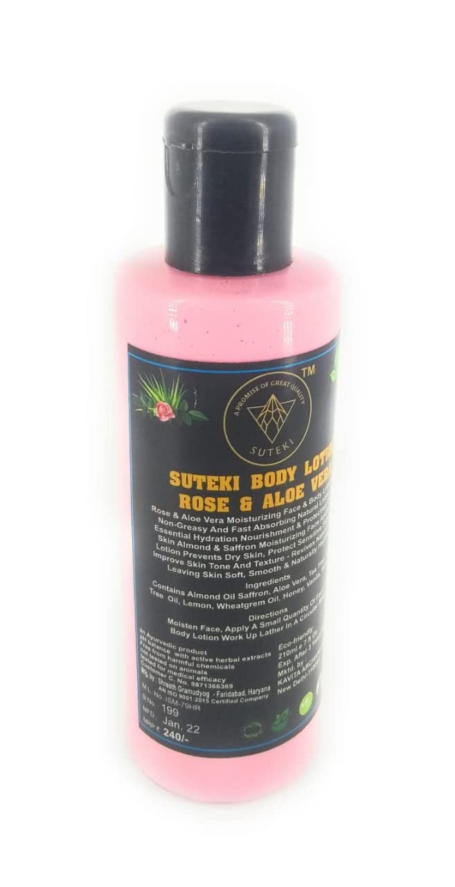 SUTEKI Lavender & Tulsi Herbal Body Wash with Rose & Aloe Vera - Moisturizing Shower Gel for Dry Skin - 210ml (Pack of 2) | Gentle Cleansing for Sensitive Skin, Relaxing Aromatherapy Bath & Shower Experience