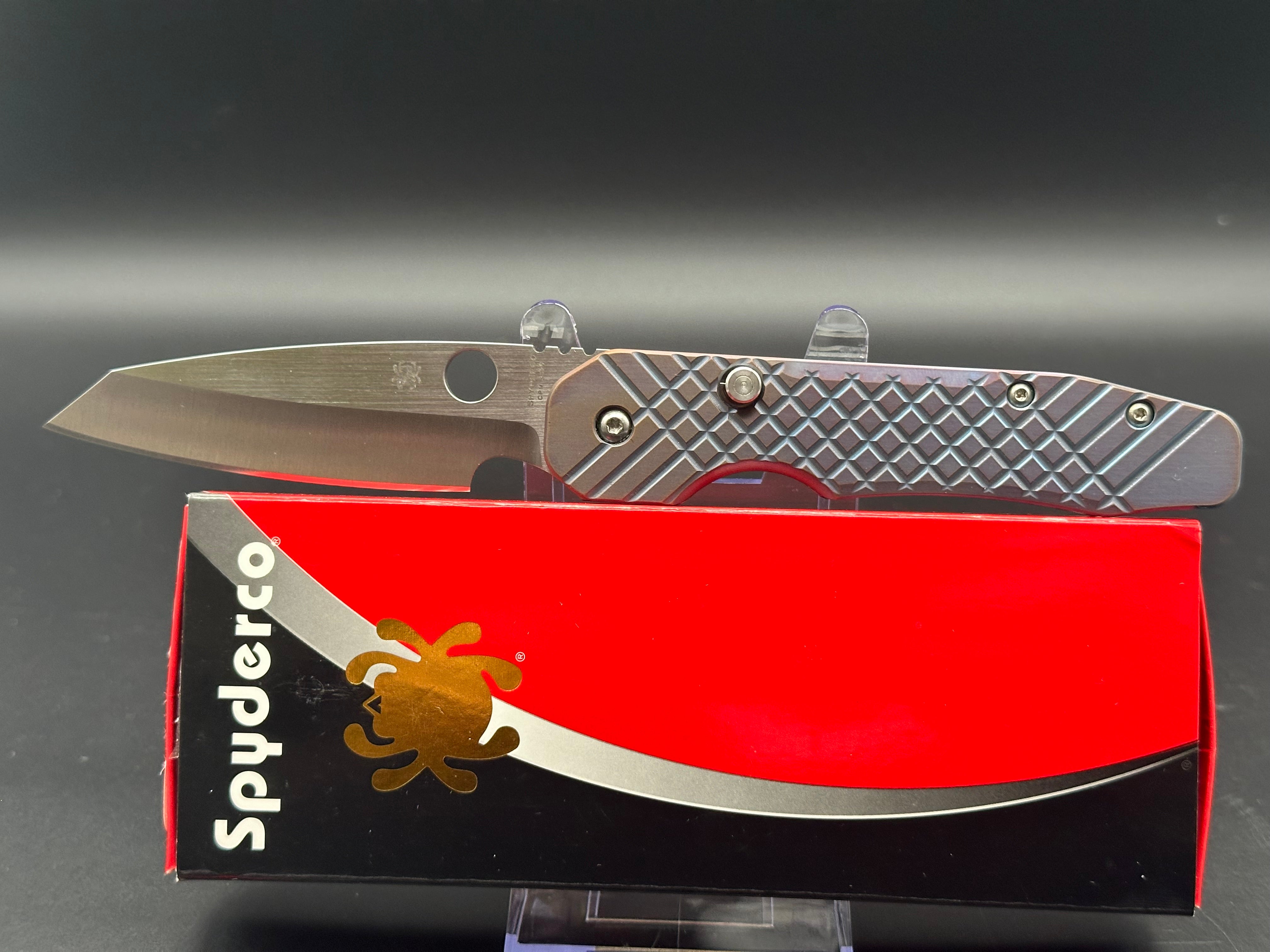 Spyderco Smock Knife with Milled Titanium Scales & Custom Pocket Clip - EDC, Outdoor, Tactical & Everyday Carry Folding Knife