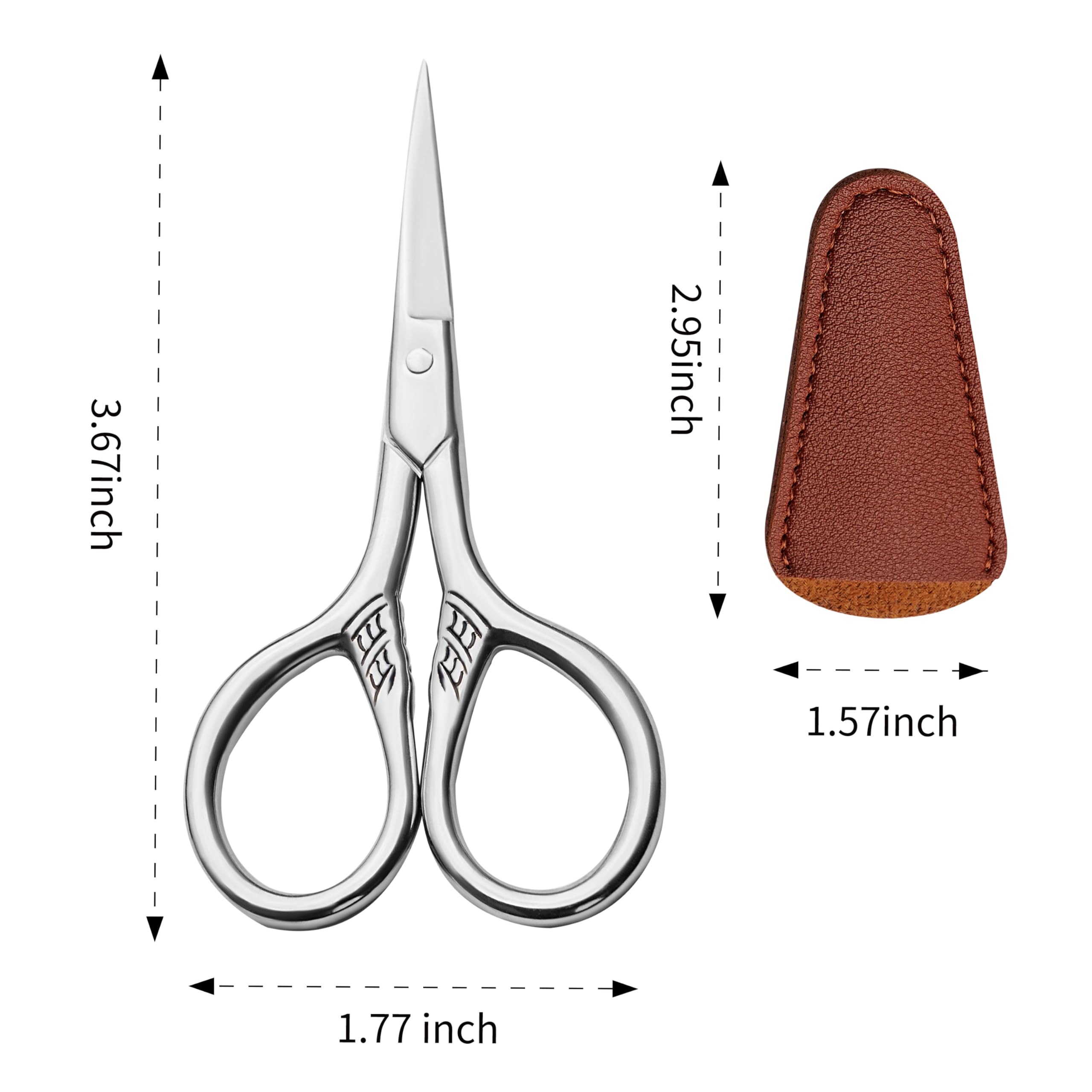 Premium Mustache & Beard Scissors for Men - 2 Pack Stainless Steel Grooming Scissors with Straight Tips | Nose Hair, Eyebrow & Ear Trimming Kit | Includes PU Travel Case | Perfect for Home, Travel & Professional Barbershop Use