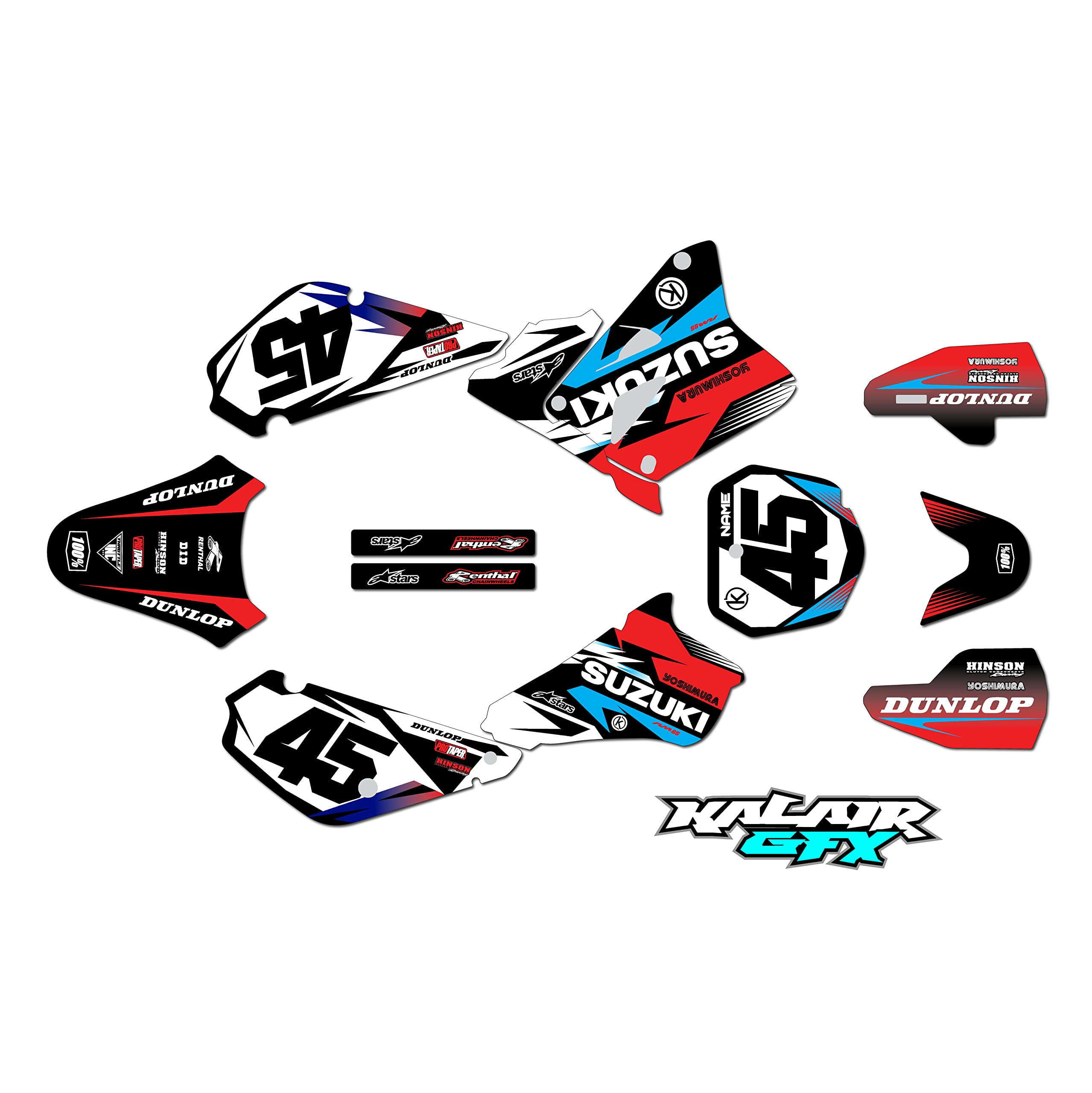 Suzuki RM85 Graphics Kit (2001-2023) - Division Series Red 16 Mil Dirt Bike Stickers | Motocross Racing Decals & Motorcycle Accessories | Perfect for Pit Bikes, Dirt Track Racing & Off-Road Riding