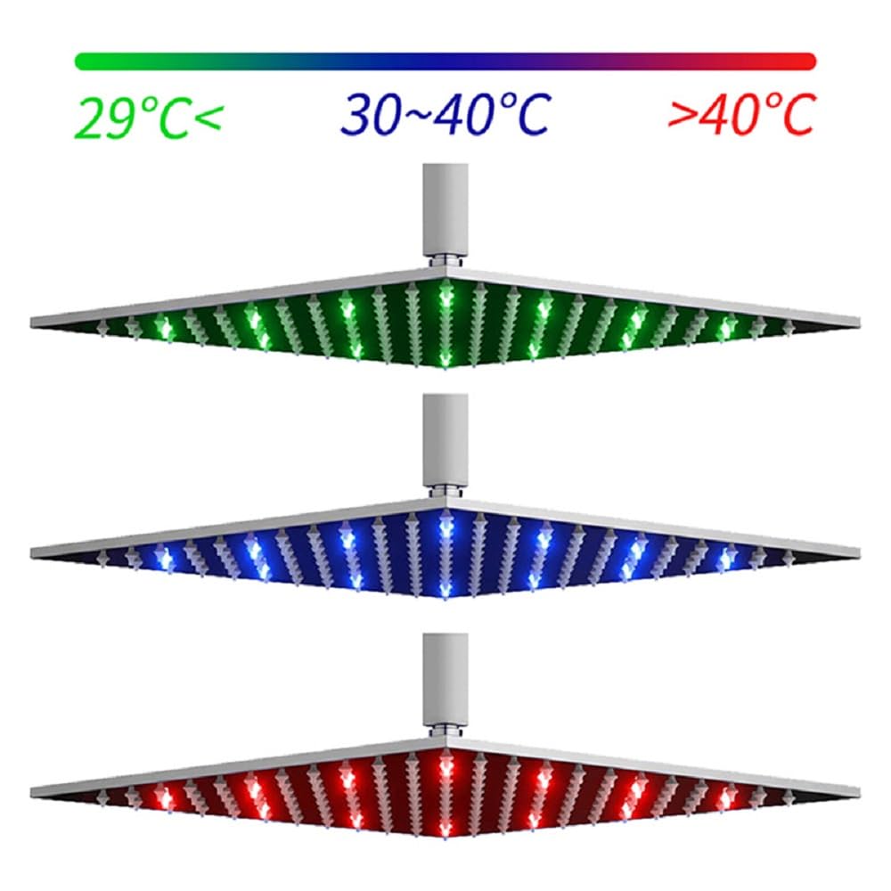 Rainfall LED Shower Head with Chrome Finish - 10 Inch Ceiling Mount Cascada Shower System (Includes Shower Arm) - Perfect for Modern Bathrooms and Spa-Like Showers