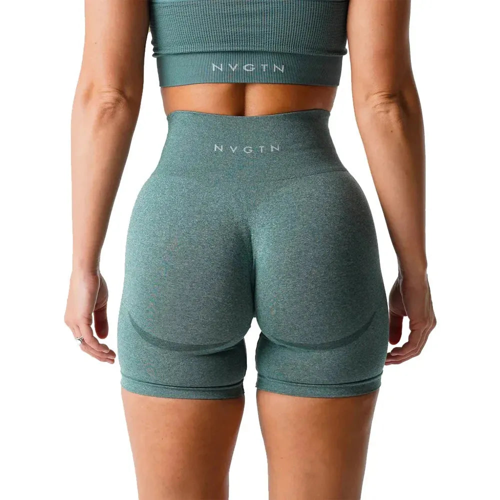 NVGTN High Waisted Seamless Shorts for Women - Smile Contour Yoga Biker Shorts | Perfect for Gym, Workout & Casual Wear