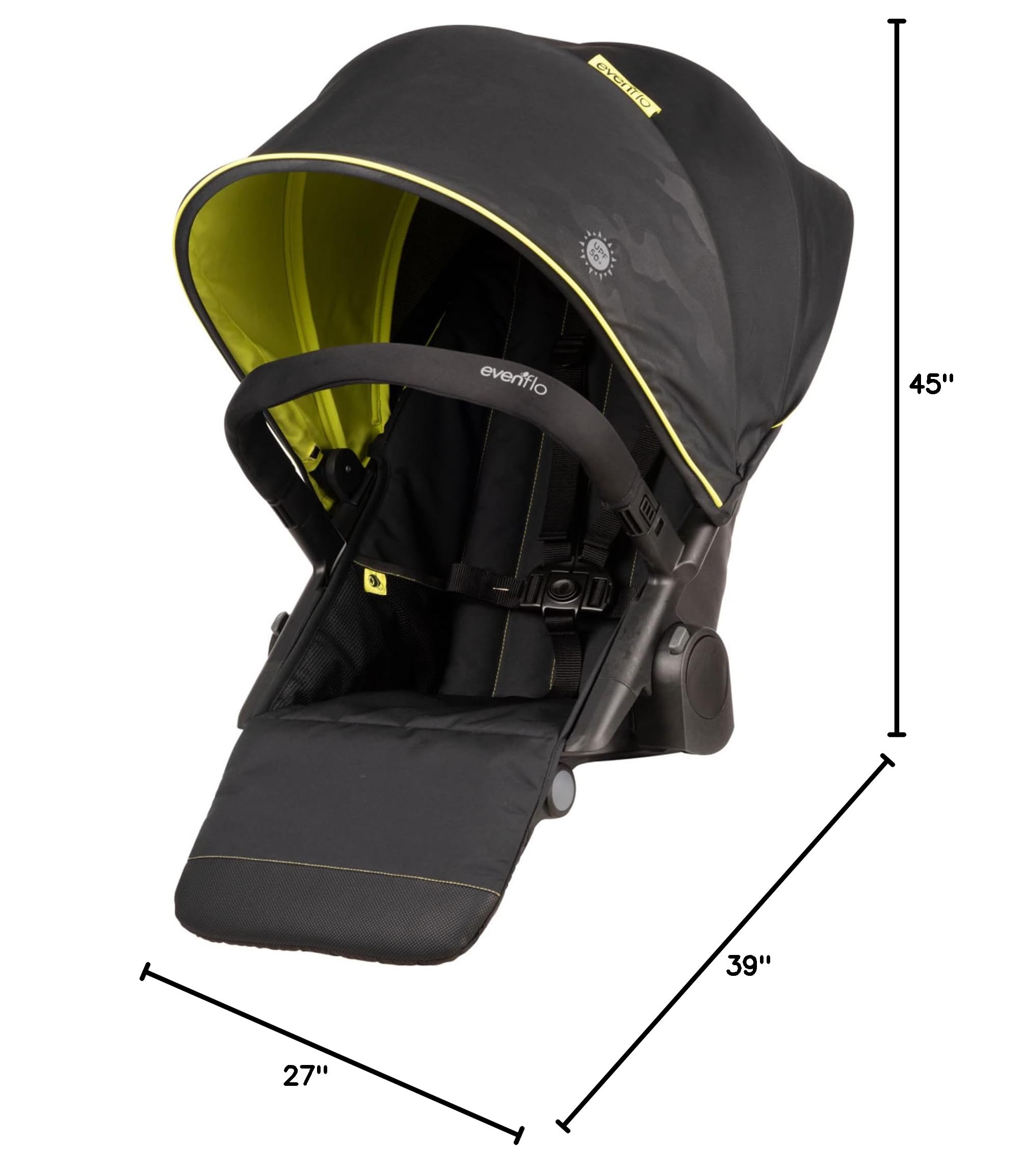 Evenflo Pivot Xplore Stroller Second Seat - 5-Point Harness, Adjustable Riding Positions for Toddlers | Compatible with Travel System | Adventurer Wayfarer Design | Perfect for Outdoor Adventures and Family Outings
