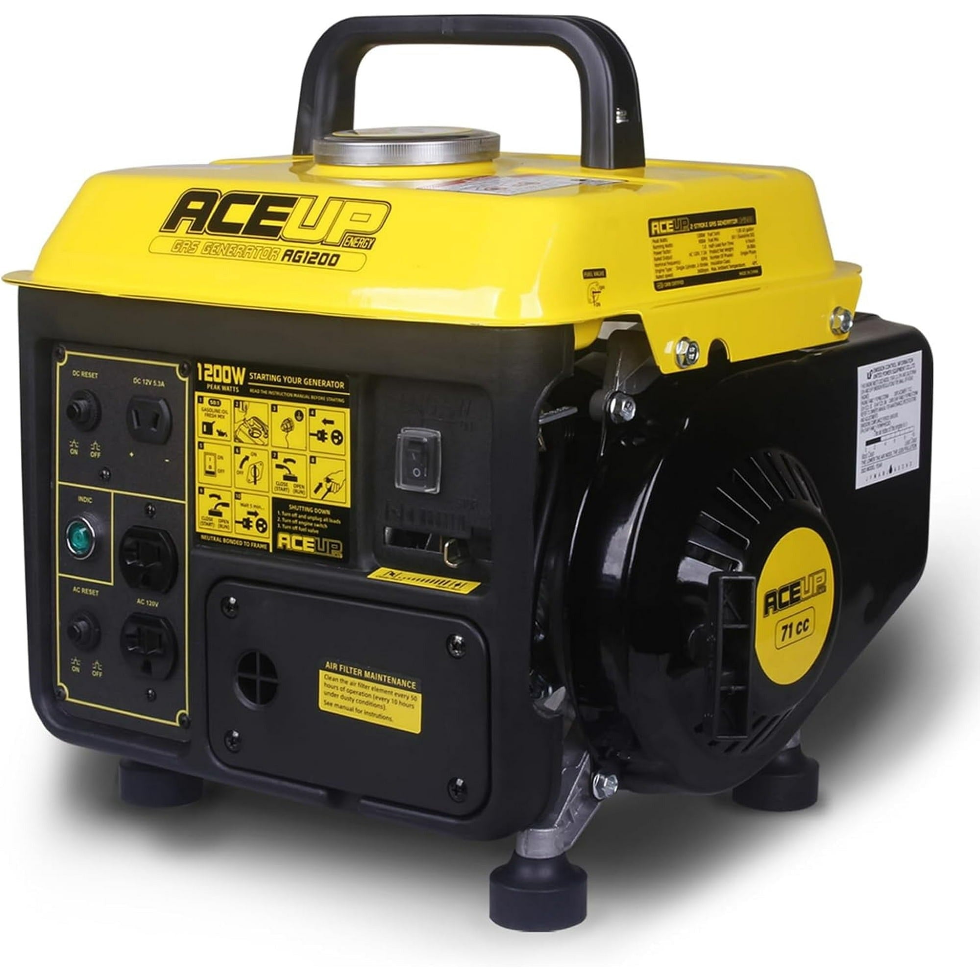 Aceup Energy AG1200 1200W Portable Gas Powered Generator - Ultra Lightweight & Quiet - EPA CARB Certified for Outdoor Camping, Emergency Power & Home Backup