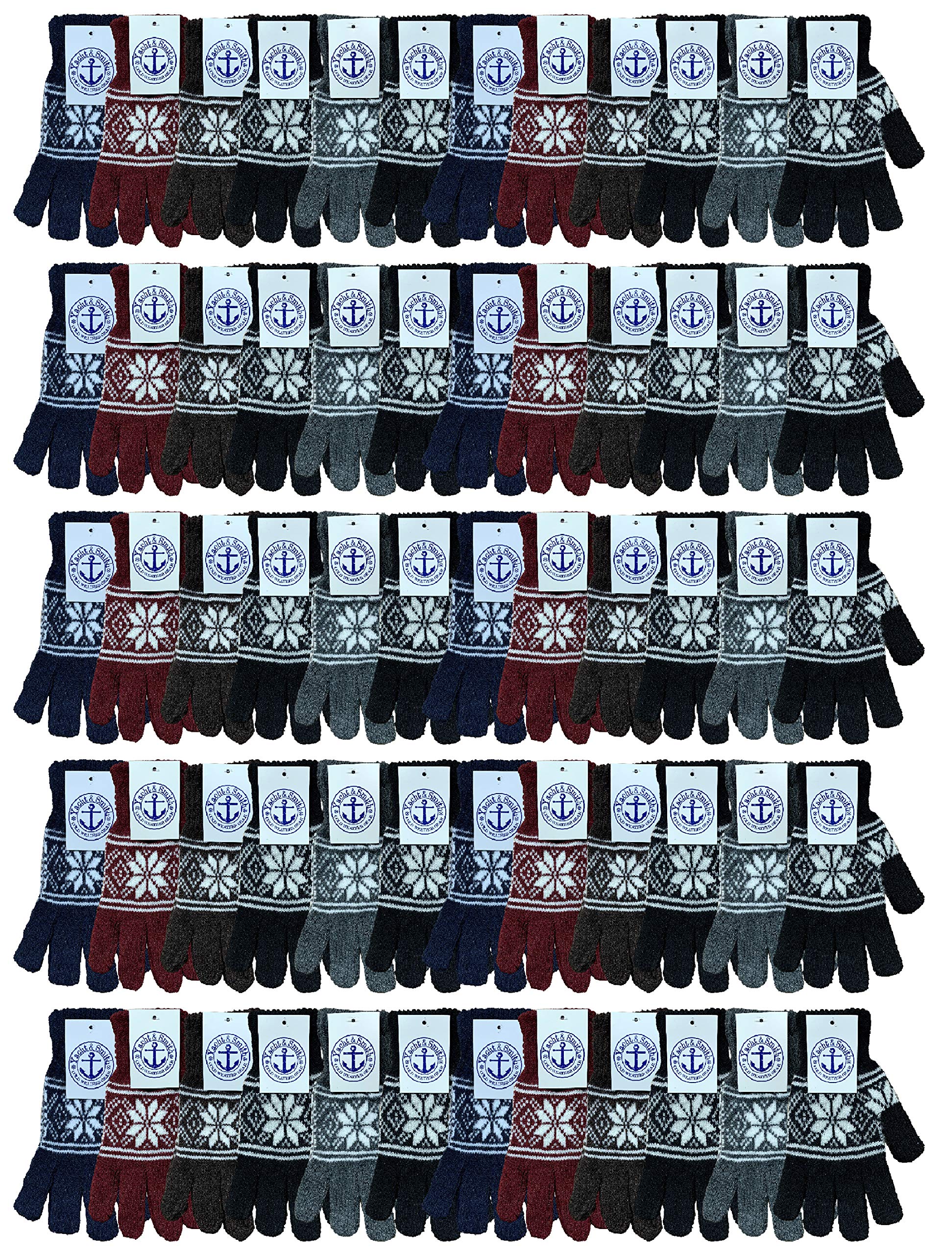 Yacht & Smith Wholesale Bulk Winter Magic Gloves - Warm Brushed Lining, Stretchable Unisex Thermal Gloves for Men & Women - Perfect for Skiing, Snowboarding & Outdoor Winter Activities