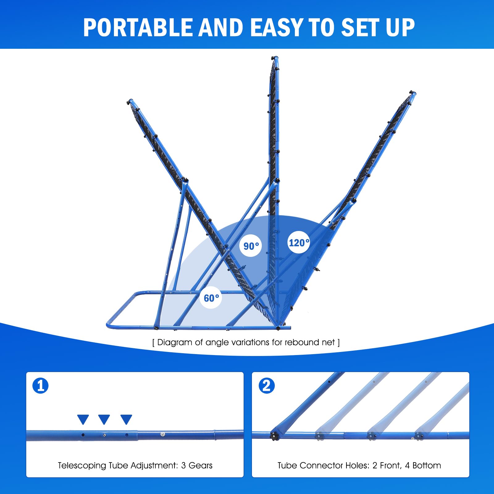 Adjustable Soccer Rebounder Net - Portable Soccer Training Equipment for Control & Passing Practice - Quick-Switch Angle Design for Kids, Teens & Adults - Perfect for Backyard Drills, Team Practice & Solo Training Sessions